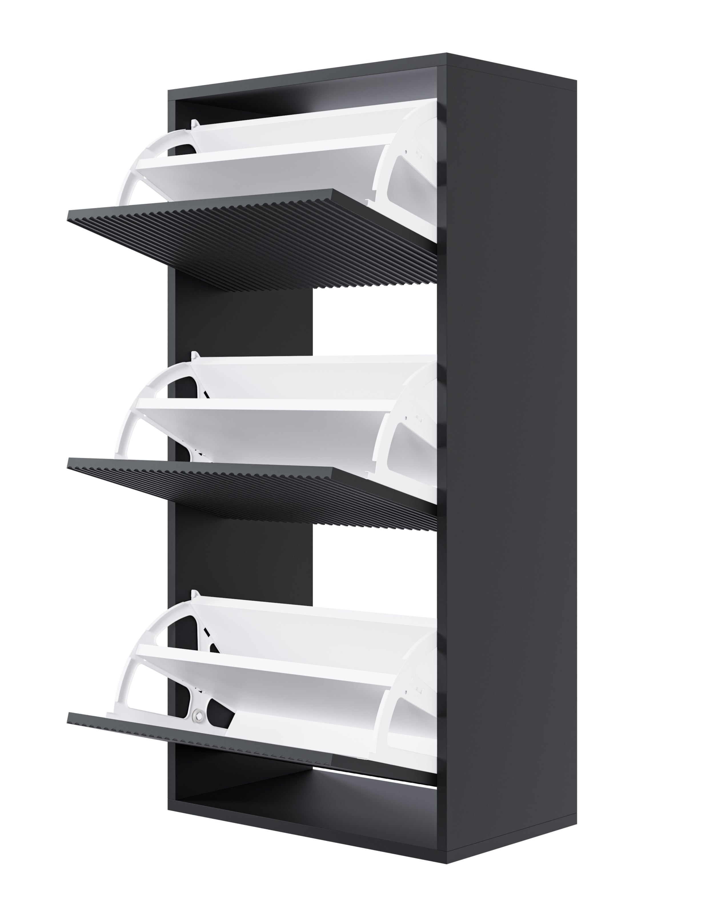 selsey-veldio-schuhschrank-50-cm-mit-3-f-chern-und-gefr-ster-front-schwarz-zum-a image 2