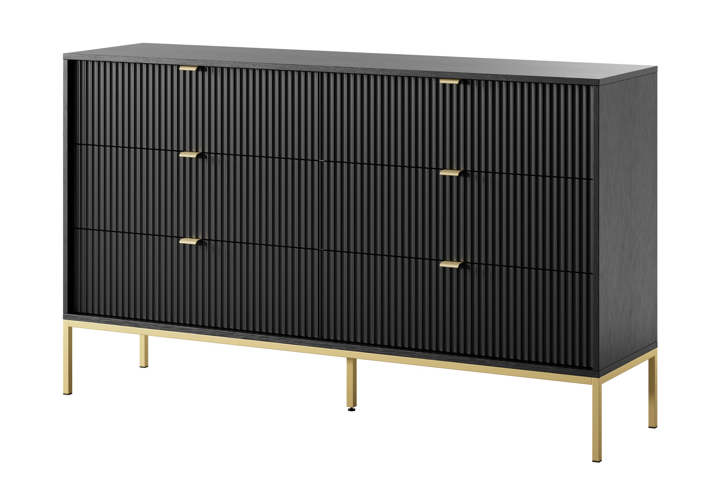 selsey-vellore-kommode-154-cm-schwarz-6-schubladen-goldenes-gestell image 1