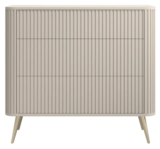 selsey-ovarlo-kommode-93-cm-mit-3-schubladen-und-fr-sungen-sandbeige-mit-goldene image 1