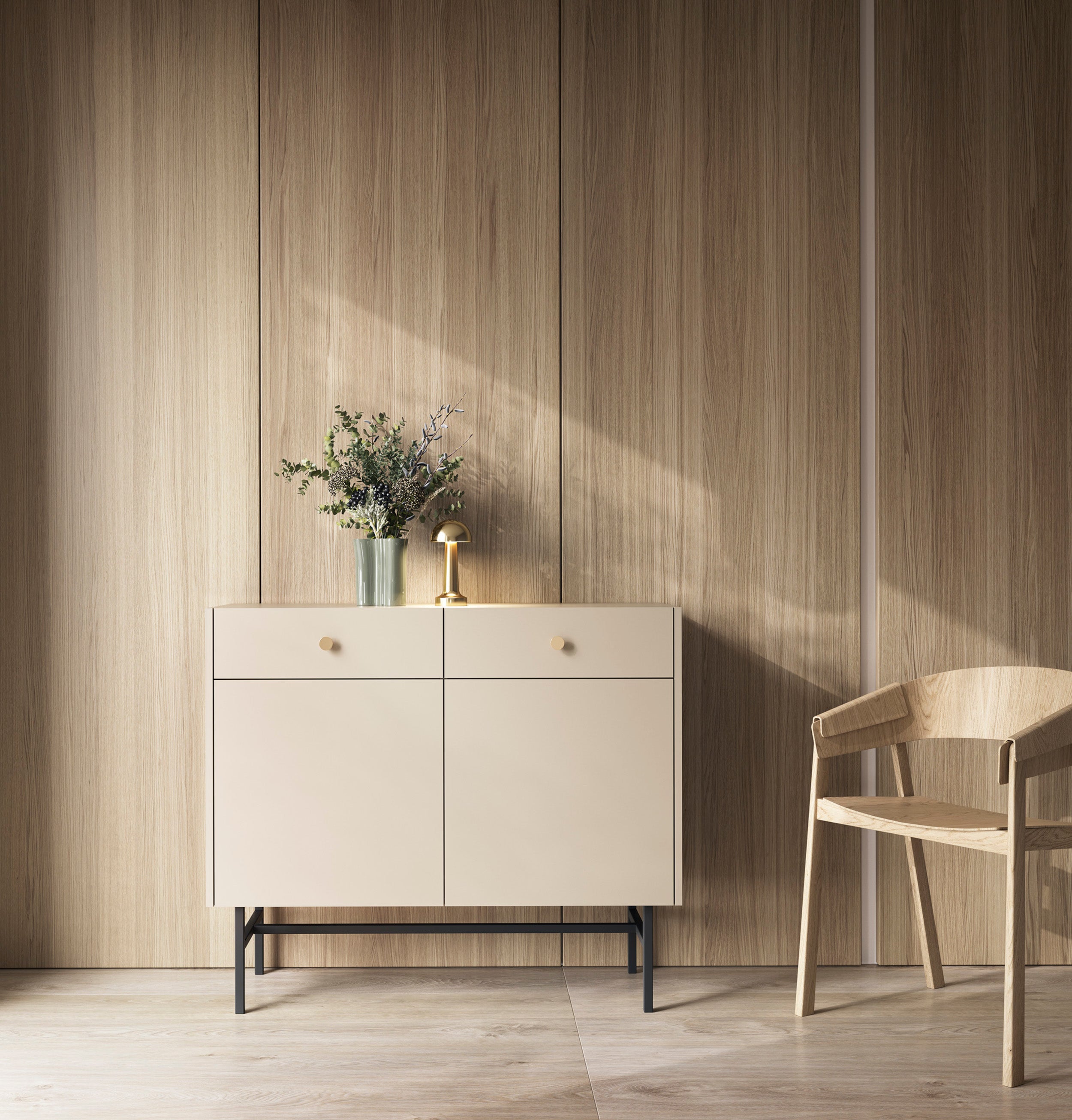 selsey-divenos-zweit-rige-kommode-mit-schubladen-104-cm-grau-beige image 2