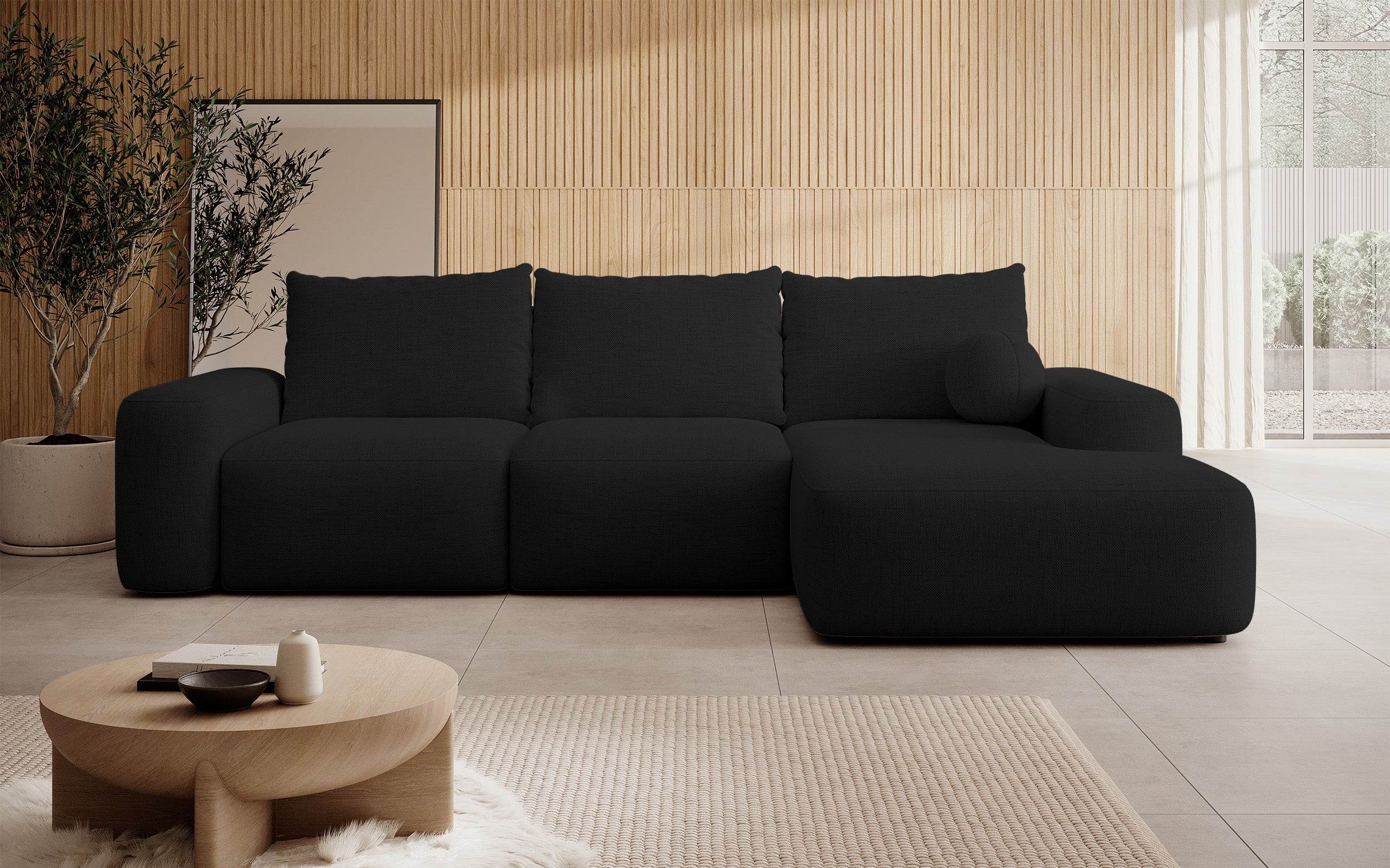 selsey-carnos-ecksofa-mit-schlaffunktion-l-form-rechts-schwarzer-chenille-mit-ba image 3