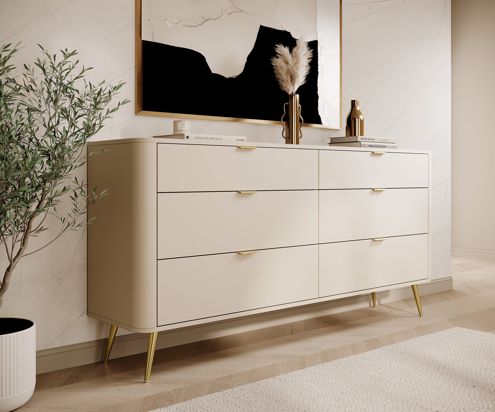 selsey-oval-kommode-173-cm-beige-sandfarben-mit-sechs-schubladen image 2