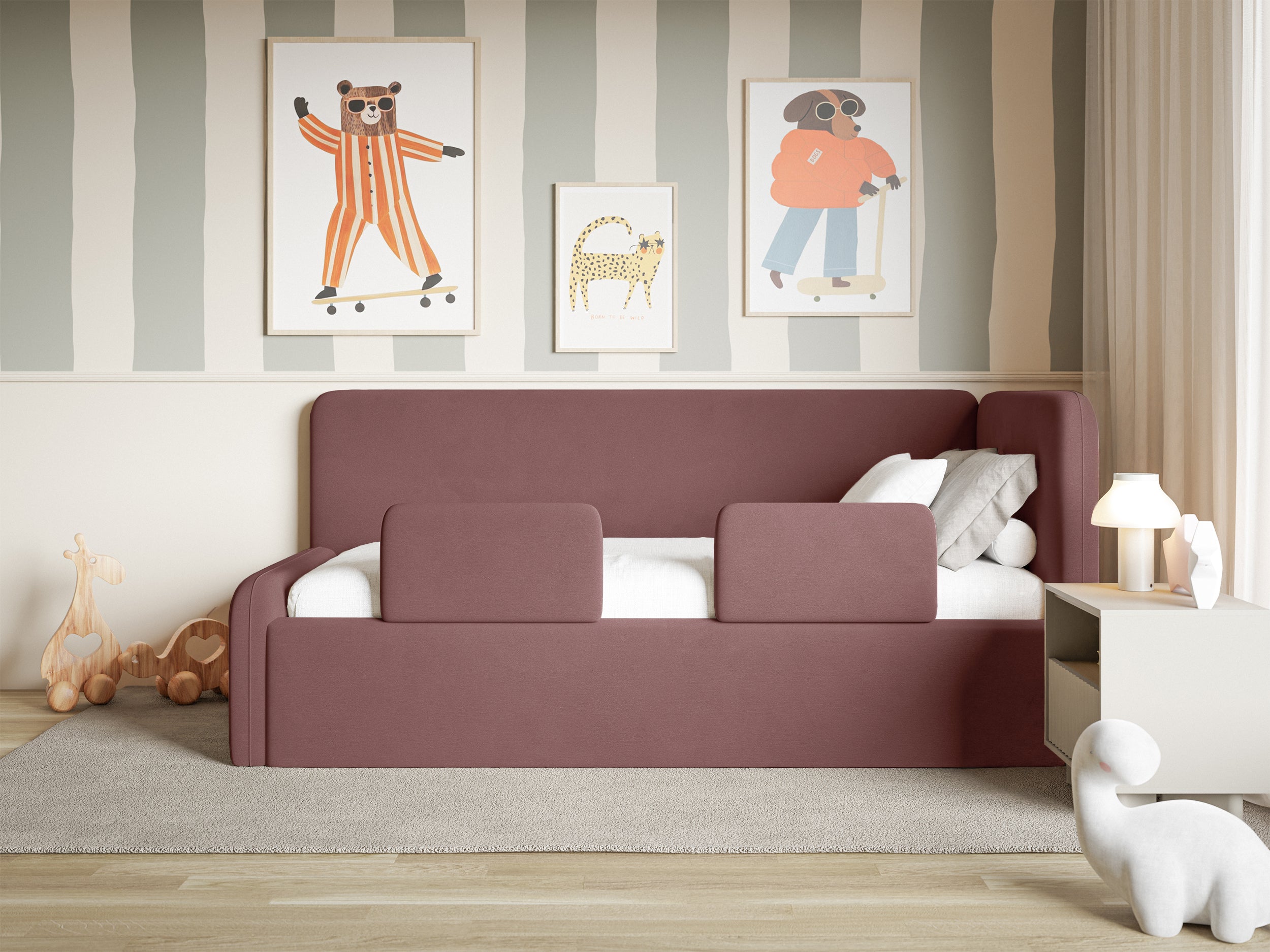 selsey-fanklo-jugendbett-90x200-cm-rechtsseitig-rosa-velours-mit-matratze image 4