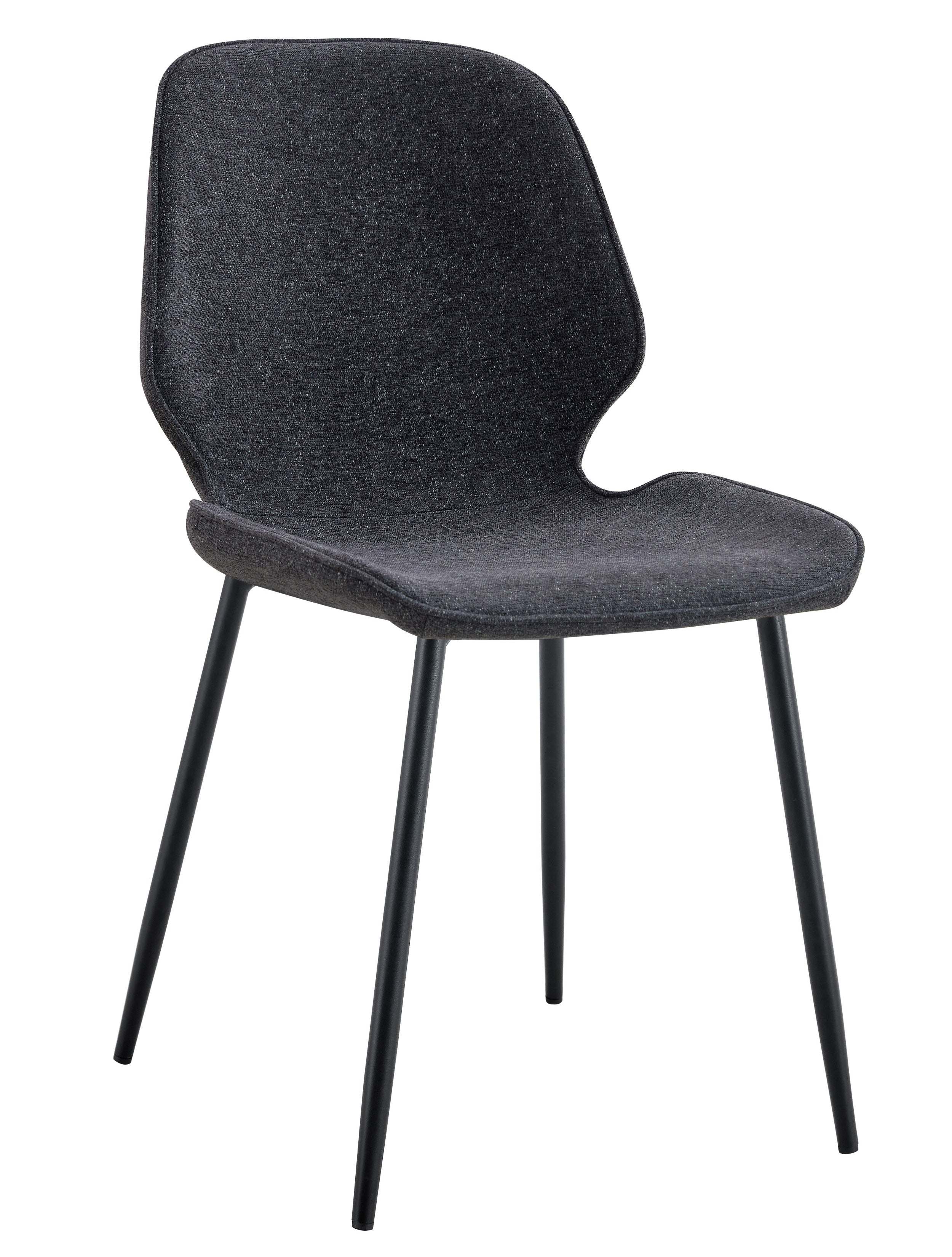 selsey-rablart-polsterstuhl-chenille-stoff-schwarz-auf-schwarzen-beinen image 1
