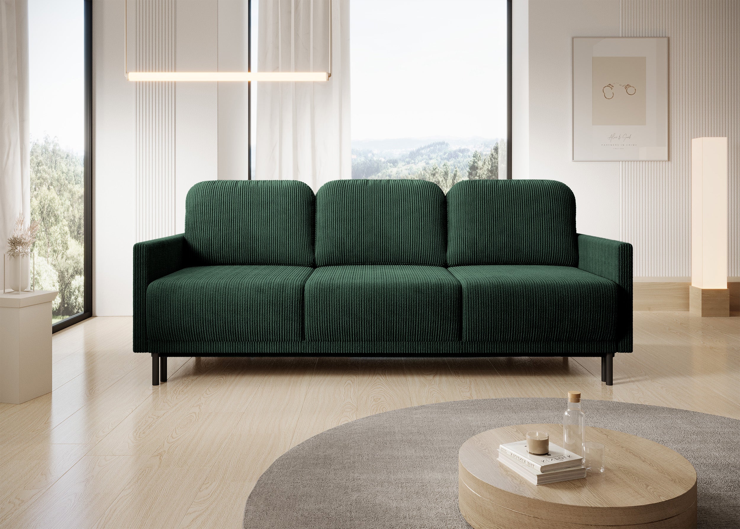selsey-hamiel-3-sitzer-schlafsofa-mit-bettkasten-dunkelgr-ner-cord image 2