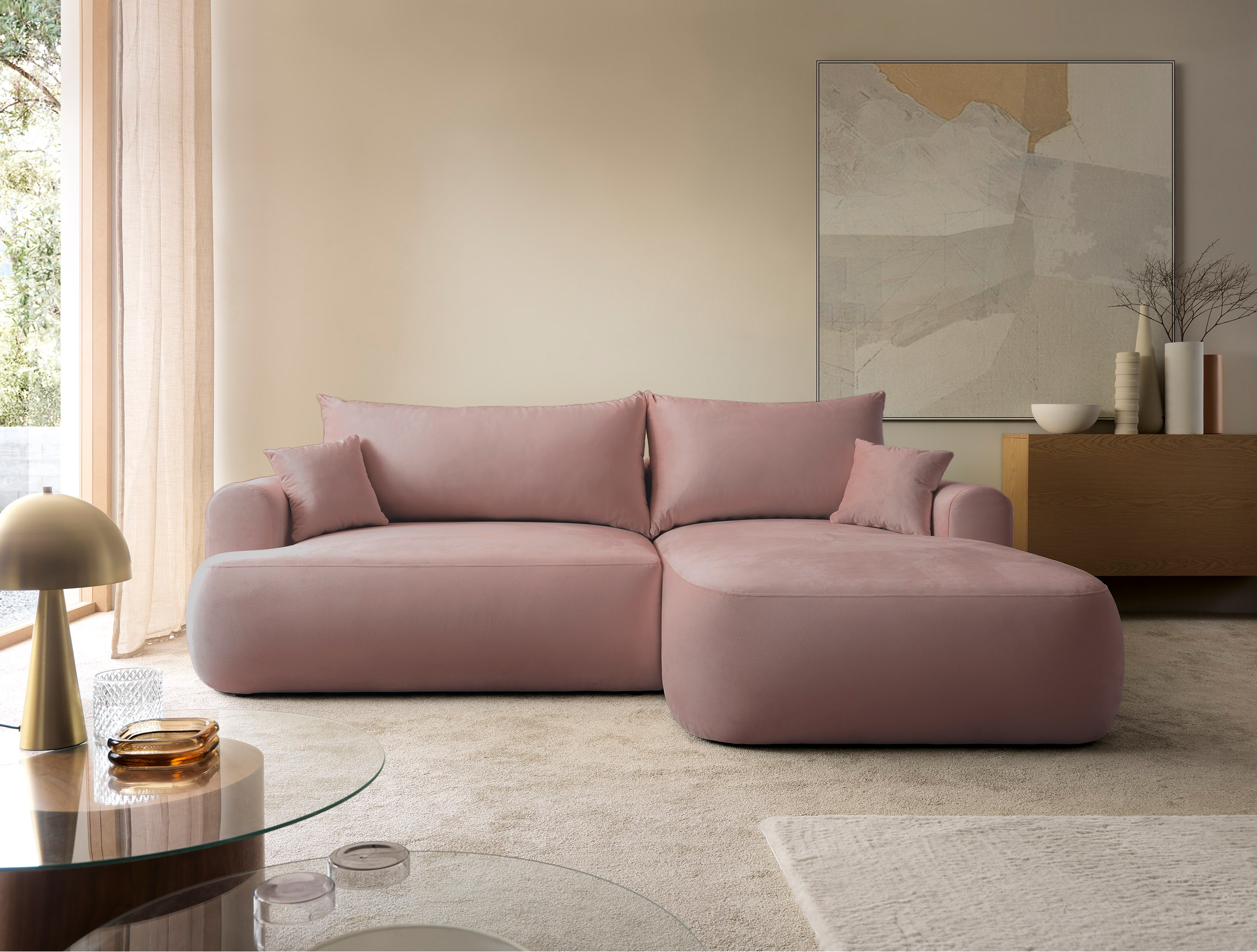 selsey-ovo-ecksofa-mit-schlaffunktion-l-f-rmig-rechts-mit-stauraum-hellrosa-samt image 2