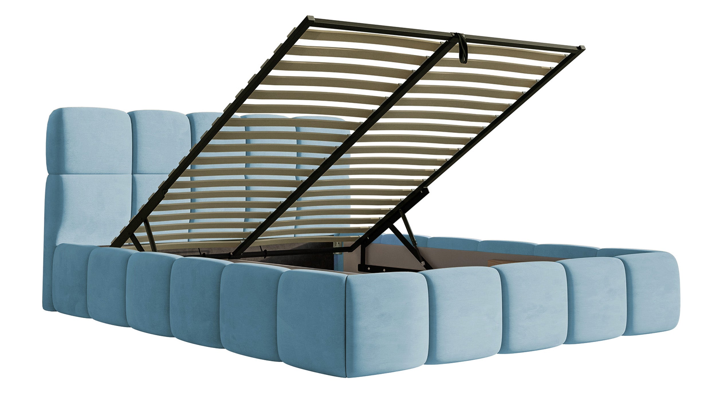 selsey-cloudy-polsterbett-120x200-cm-mit-stauraum-metallrahmen-hellblauer-velour image 3
