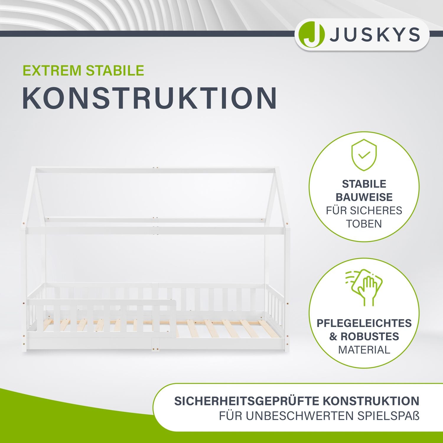 juskys-kinderbett-marli-90-x-200-cm-hausbett-wei-mit-rausfallschutz-lattenrost-u image 8
