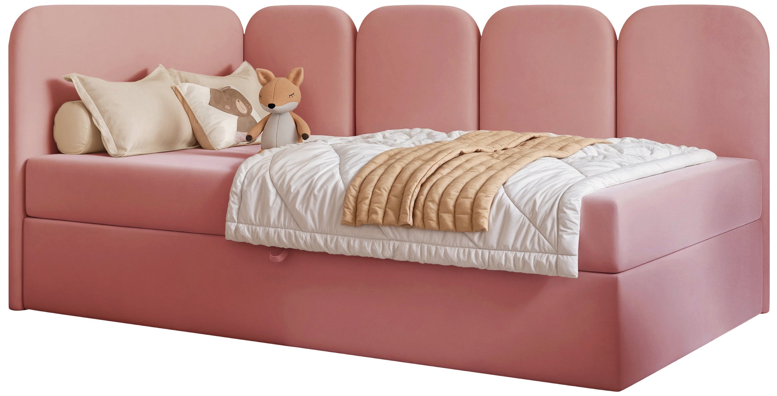 selsey-nubini-jugendbett-90x200-links-mit-stauraum-rosa-velours image 1