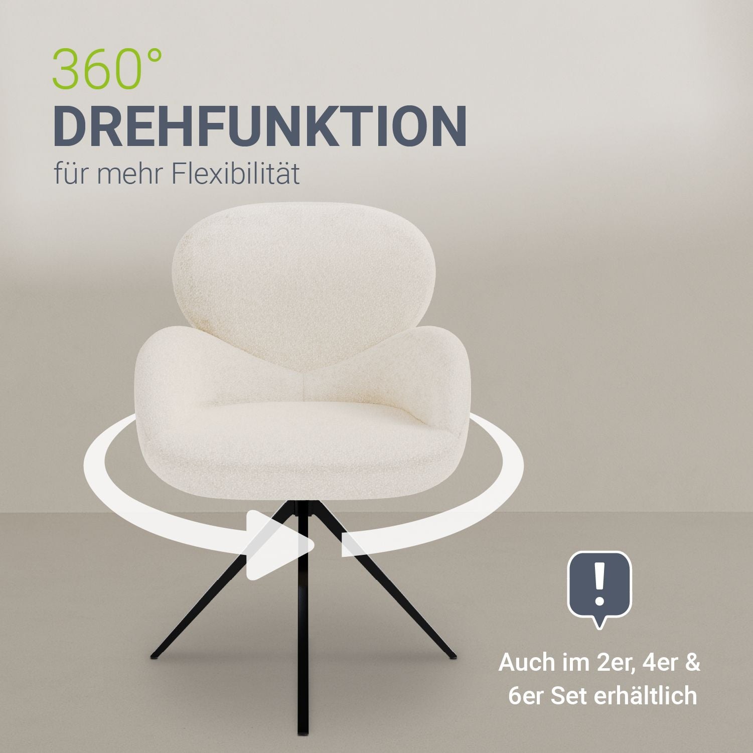 juskys-drehstuhl-albano-boucl-creme-esszimmerstuhl-360 image 3