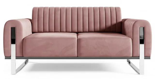 selsey-parissa-zweisitziges-sofa-rosa-velours-mit-chromf-en image 1
