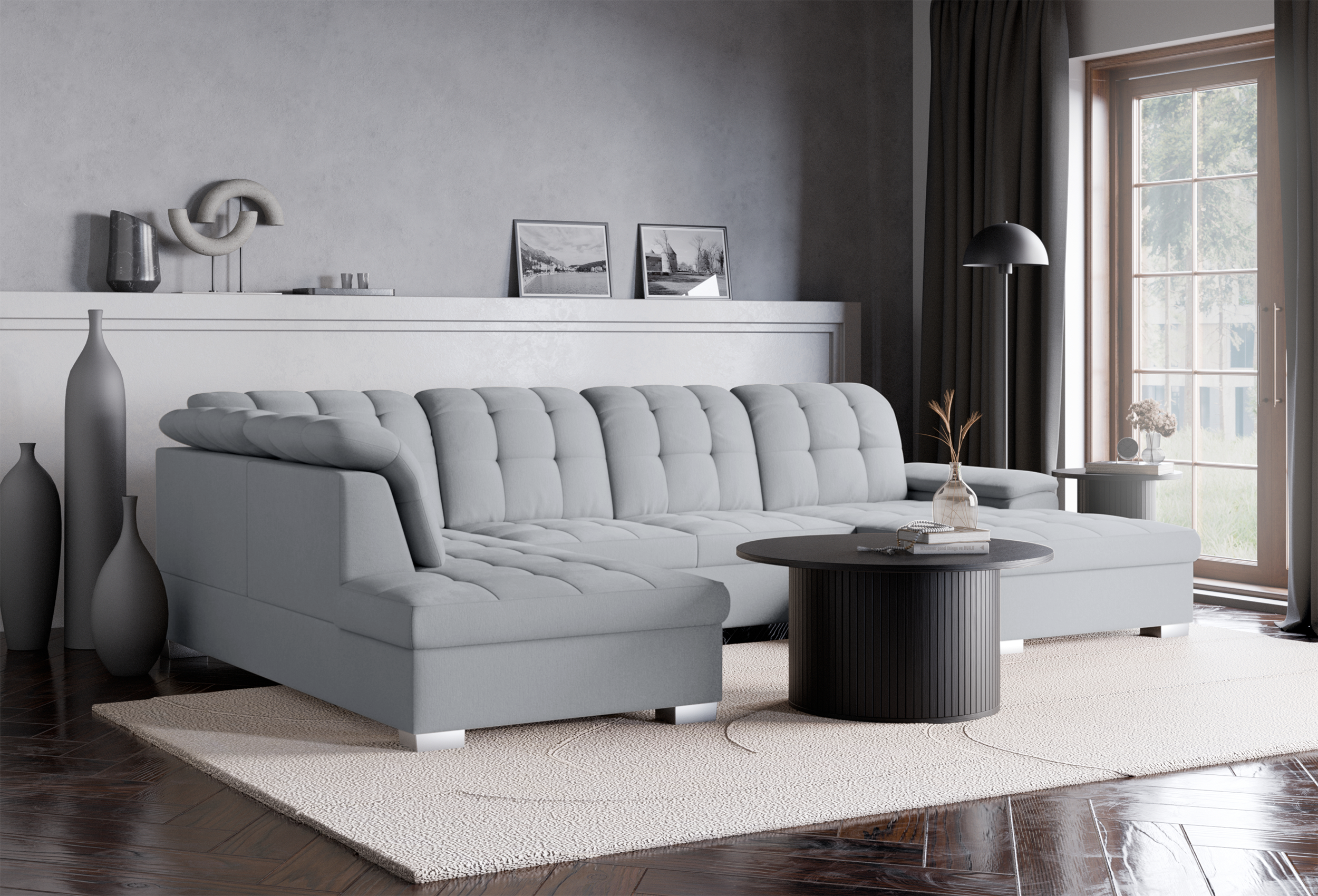 selsey-jamaal-ecksofa-mit-schlaffunktion-u-f-rmig-rechts-mit-stauraum-hellgrauer image 3