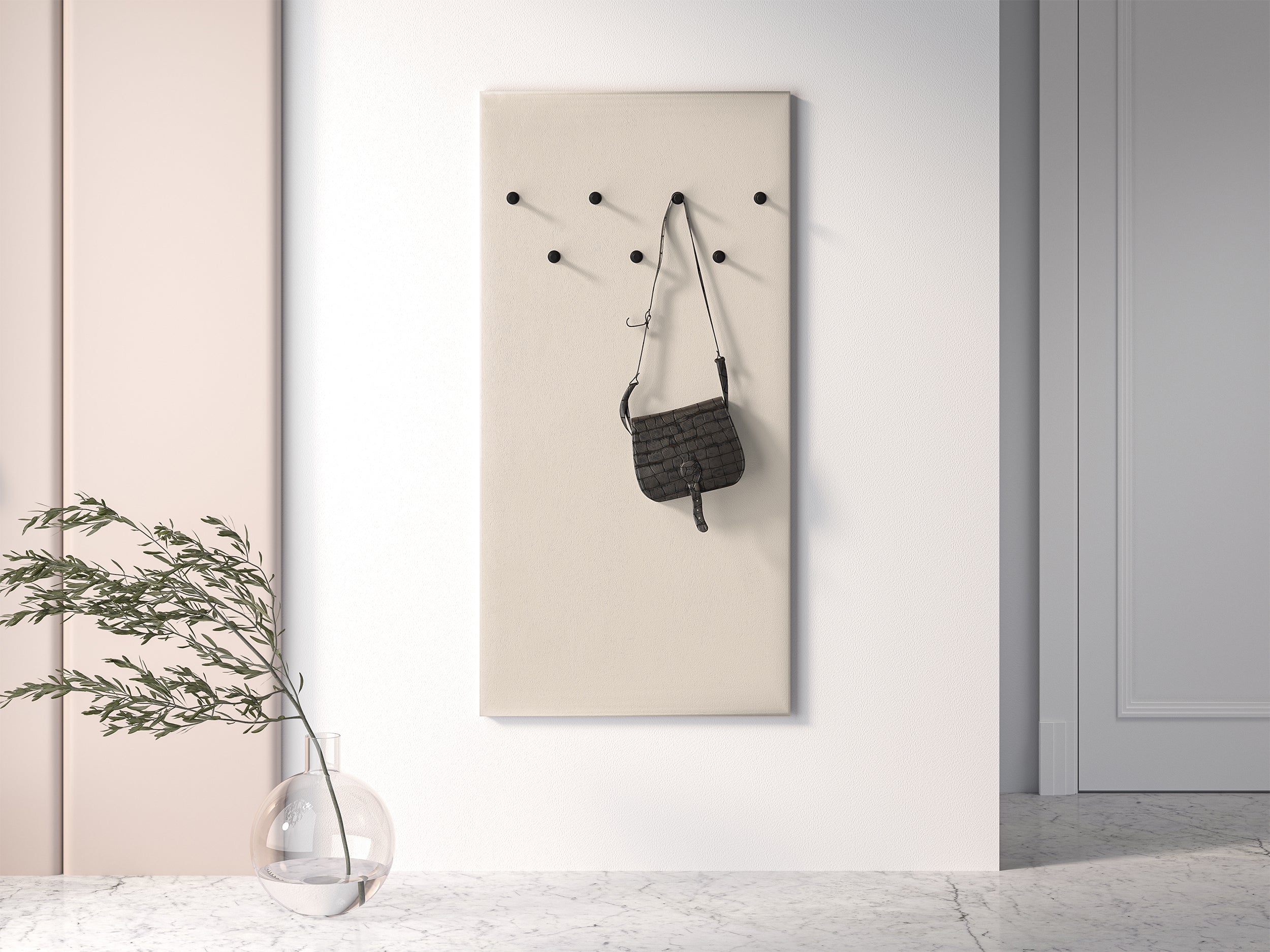 selsey-caletto-gepolsterter-wandhaken-68-cm-beige-mit-7-schwarzen-haken image 2