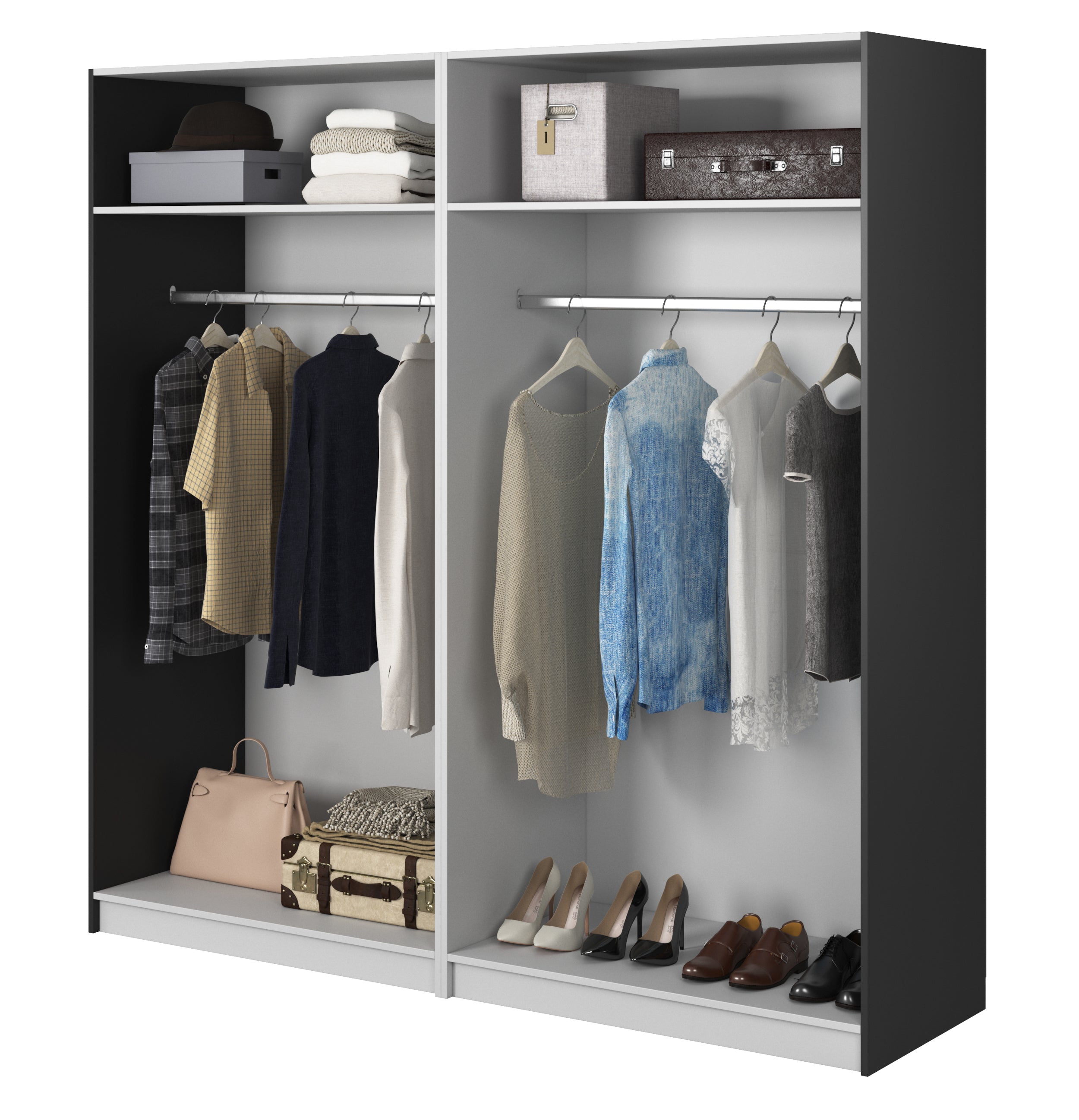 selsey-viert-riger-schrank-frame-200-cm-schwarz-mit-zwei-kleiderstangen image 3