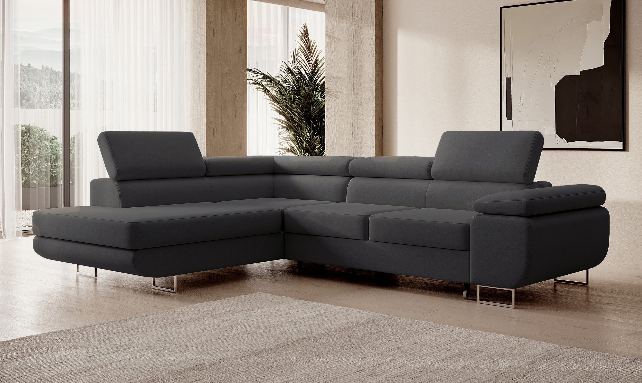 selsey-ecksofa-stevil-mit-schlaffunktion-l-f-rmig-mit-stauraum-dunkelgrauer-samt image 2