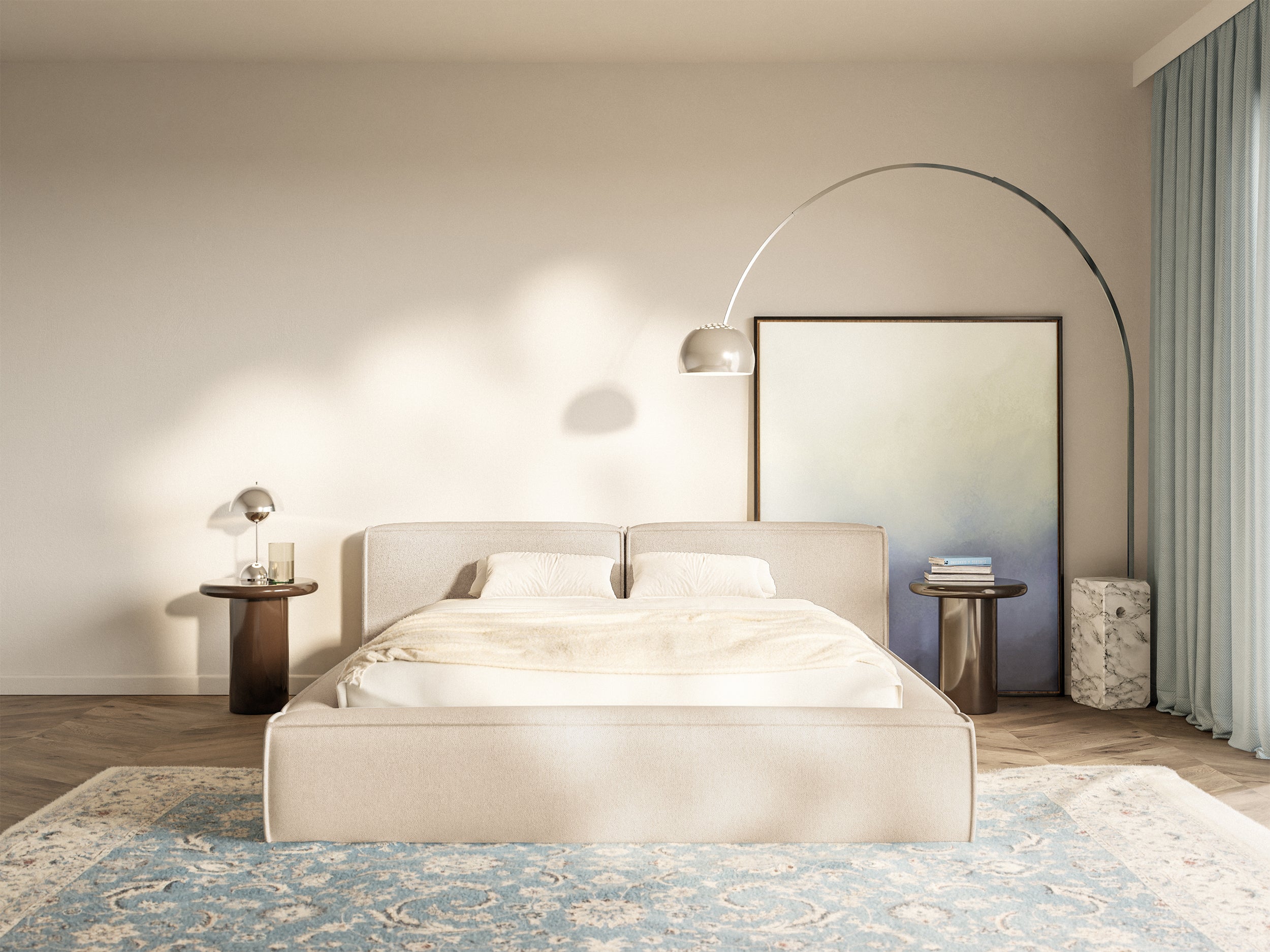 selsey-tilves-low-gepolstertes-bett-160x200-cm-mit-stauraum-hellbeige-chenille-m image 3