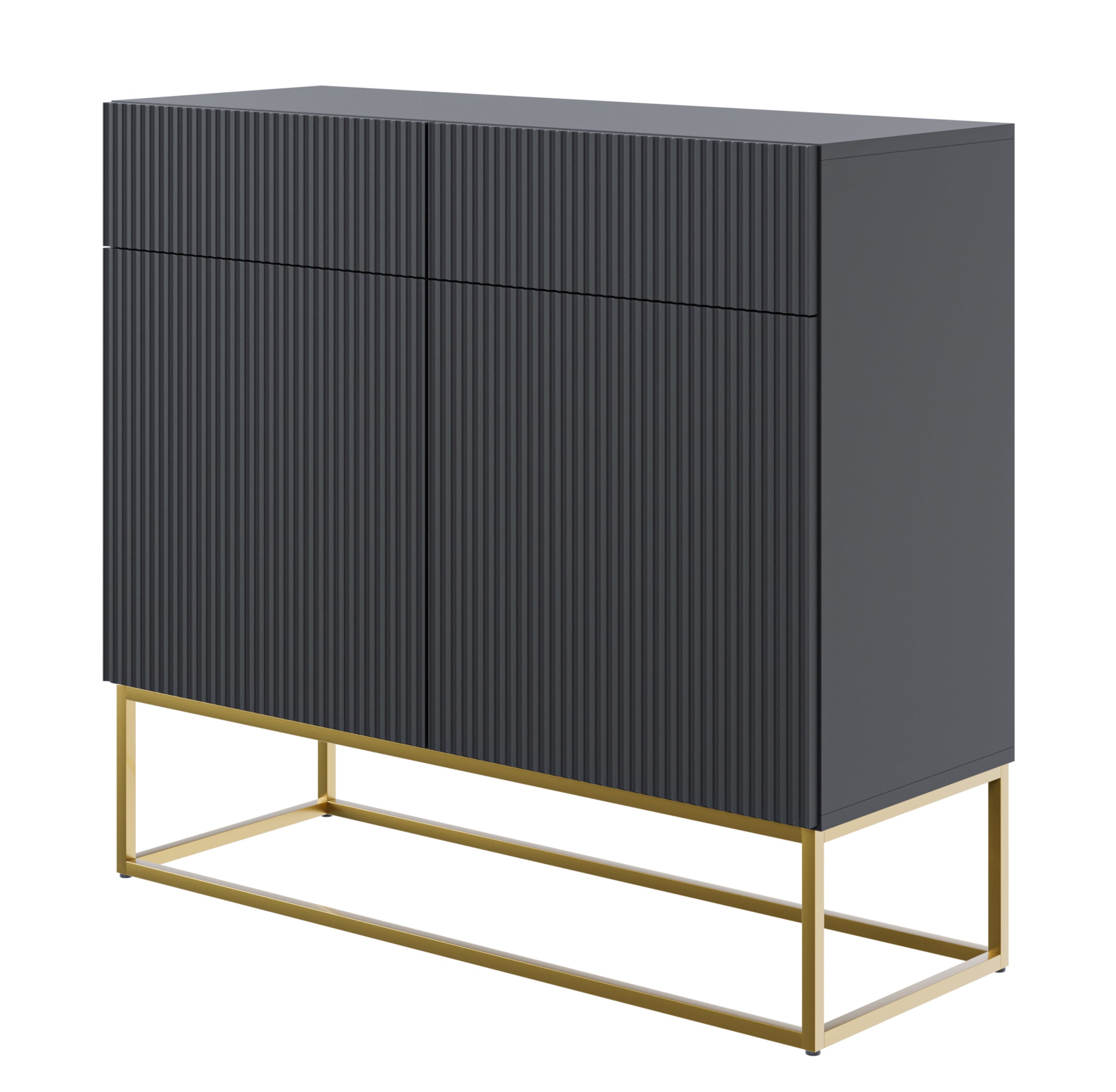 selsey-veldio-kommode-100-cm-schwarz-2-schubladen-gefr-ste-front-goldene-beine image 3