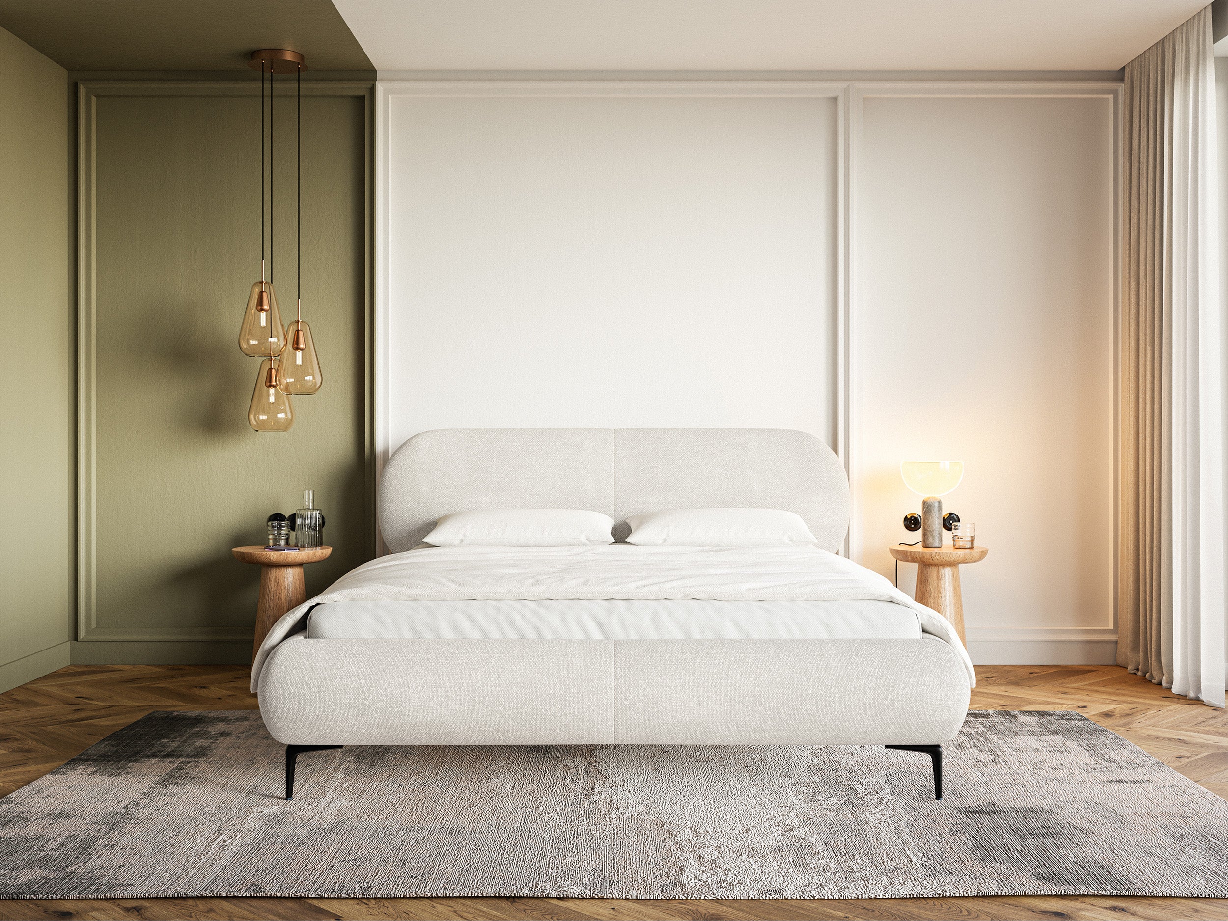 selsey-ovalle-polsterbett-180x200-cm-cremefarbene-chenille-schwarze-beine image 2