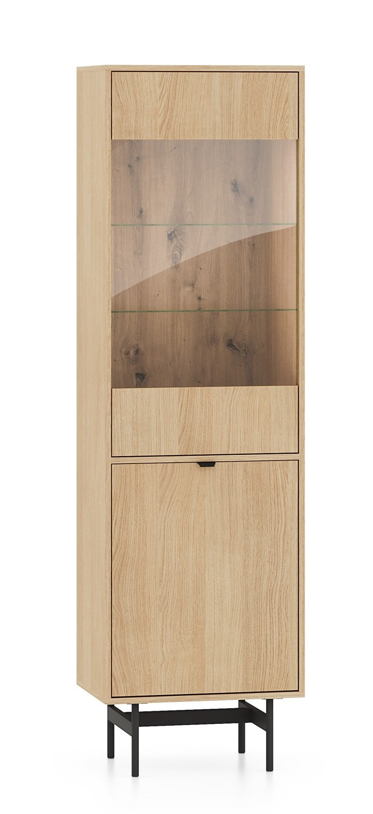 selsey-reynos-eint-rige-vitrine-54-cm-eiche-mavelie-verglast image 1