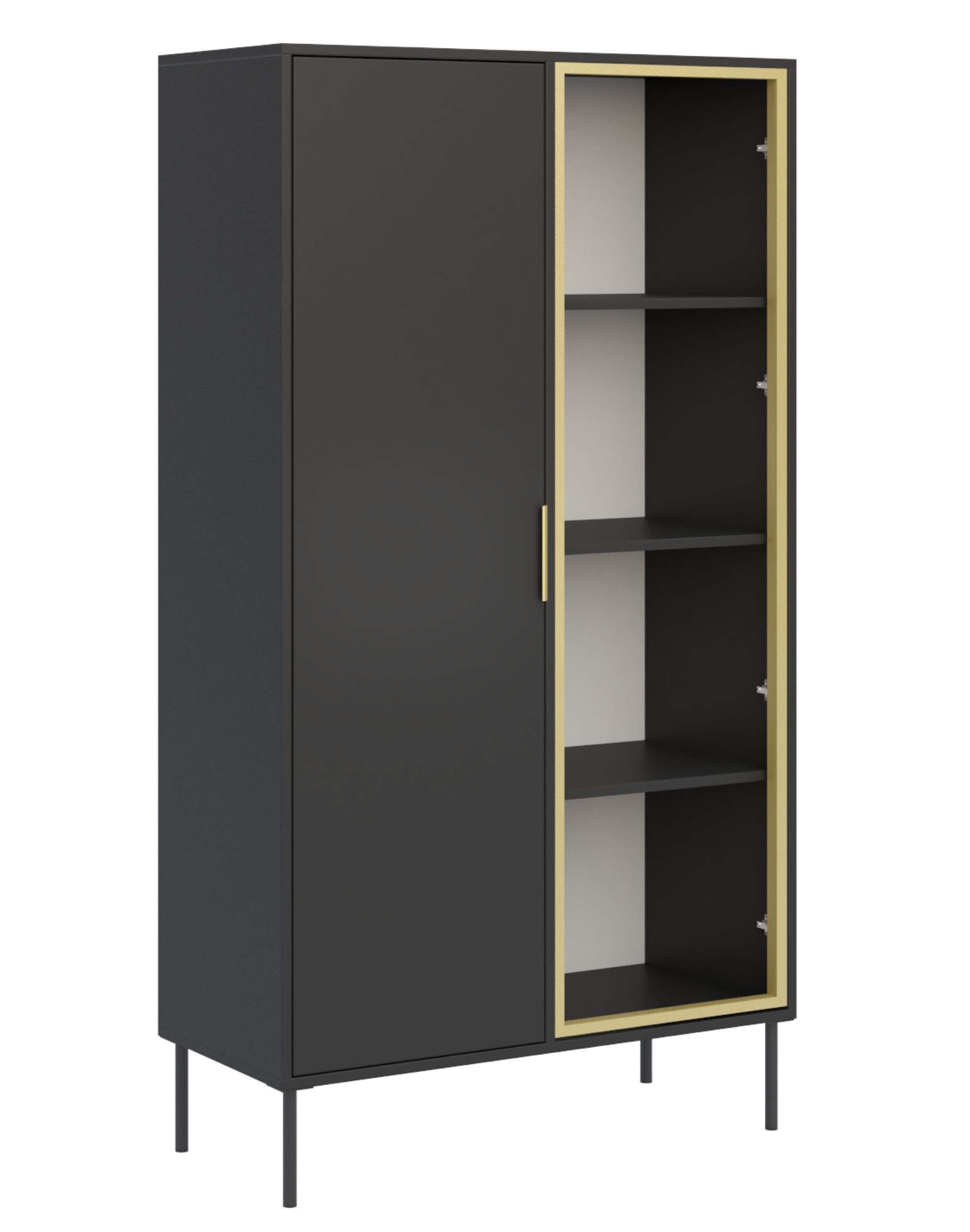 selsey-vena-zweifl-geliger-vitrinenschrank-mit-glasfront-90-cm-schwarz image 1