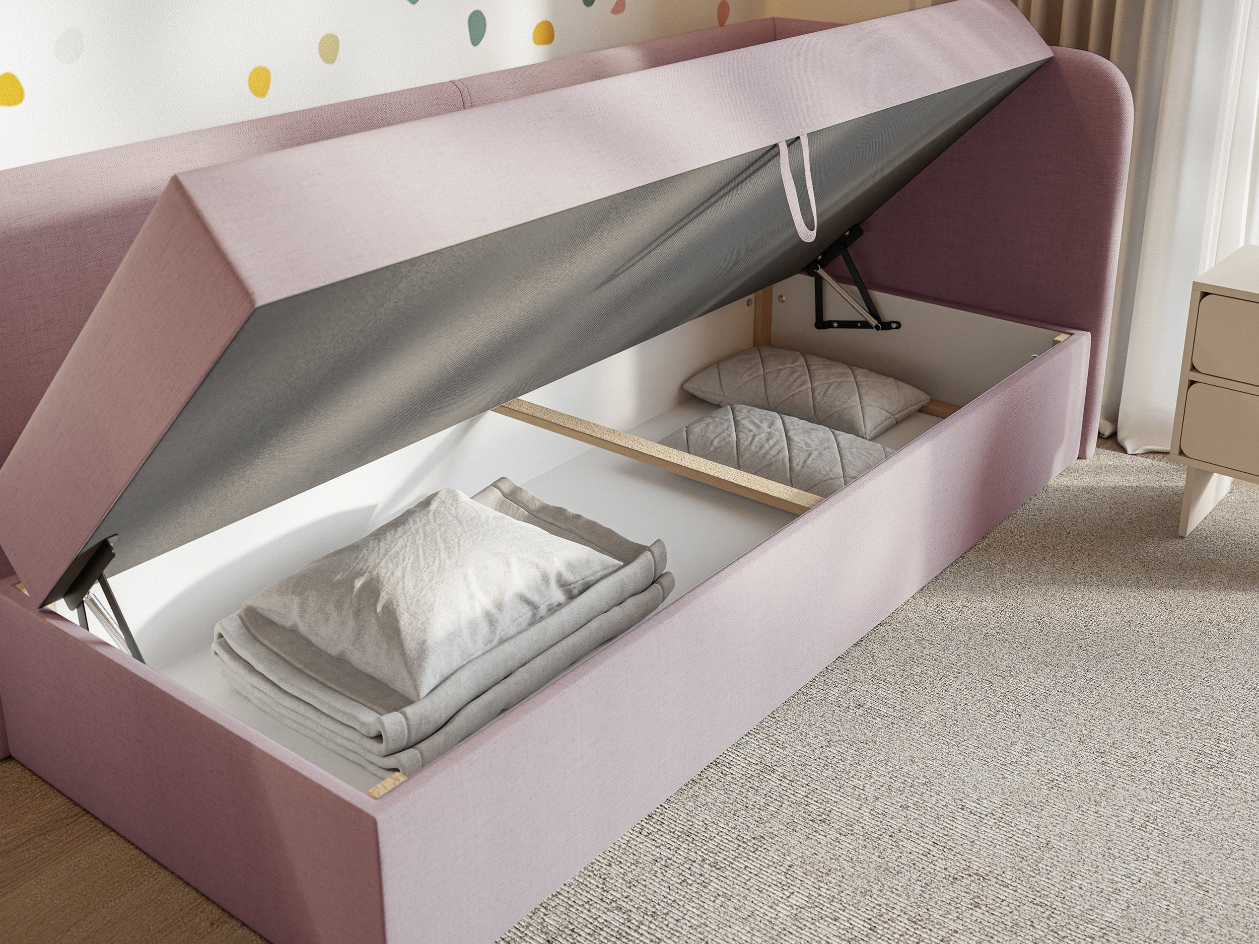 selsey-calmmo-jugendbett-90x200-cm-rechts-mit-stauraum-rosa-hydrophobes-chenille image 3