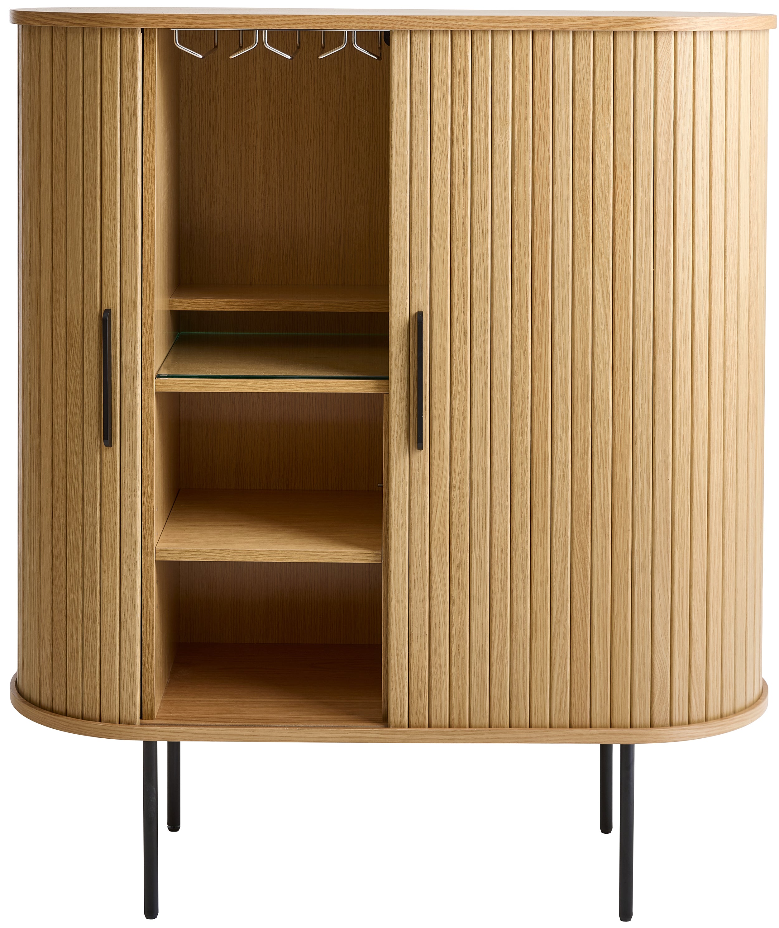 selsey-gativel-hohe-kommode-100-cm-mit-glashaltern-lamellen-eiche-natur image 3