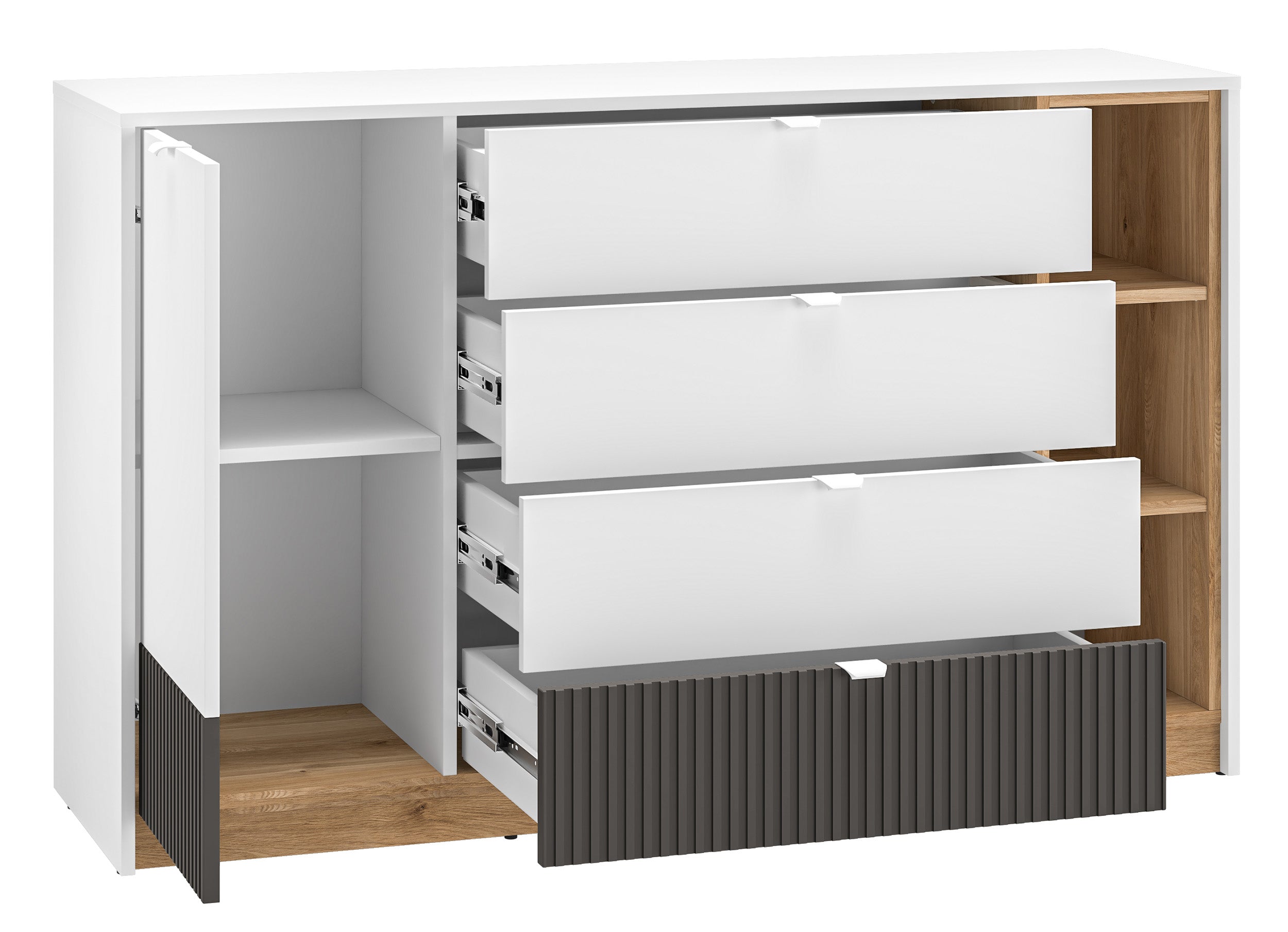 selsey-torino-einzelt-r-kommode-138-cm-eiche-honey-castello-alpenwei-grafit-mit- image 3
