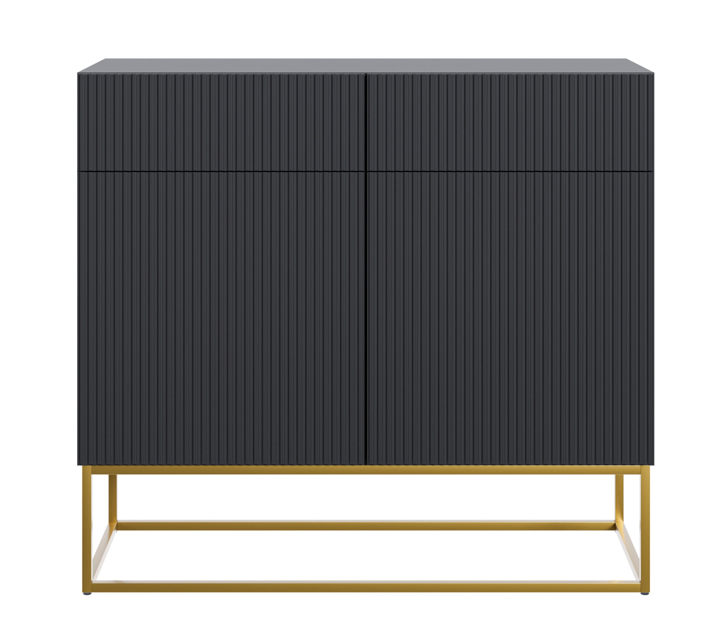 selsey-veldio-kommode-100-cm-schwarz-2-schubladen-gefr-ste-front-goldene-beine image 4