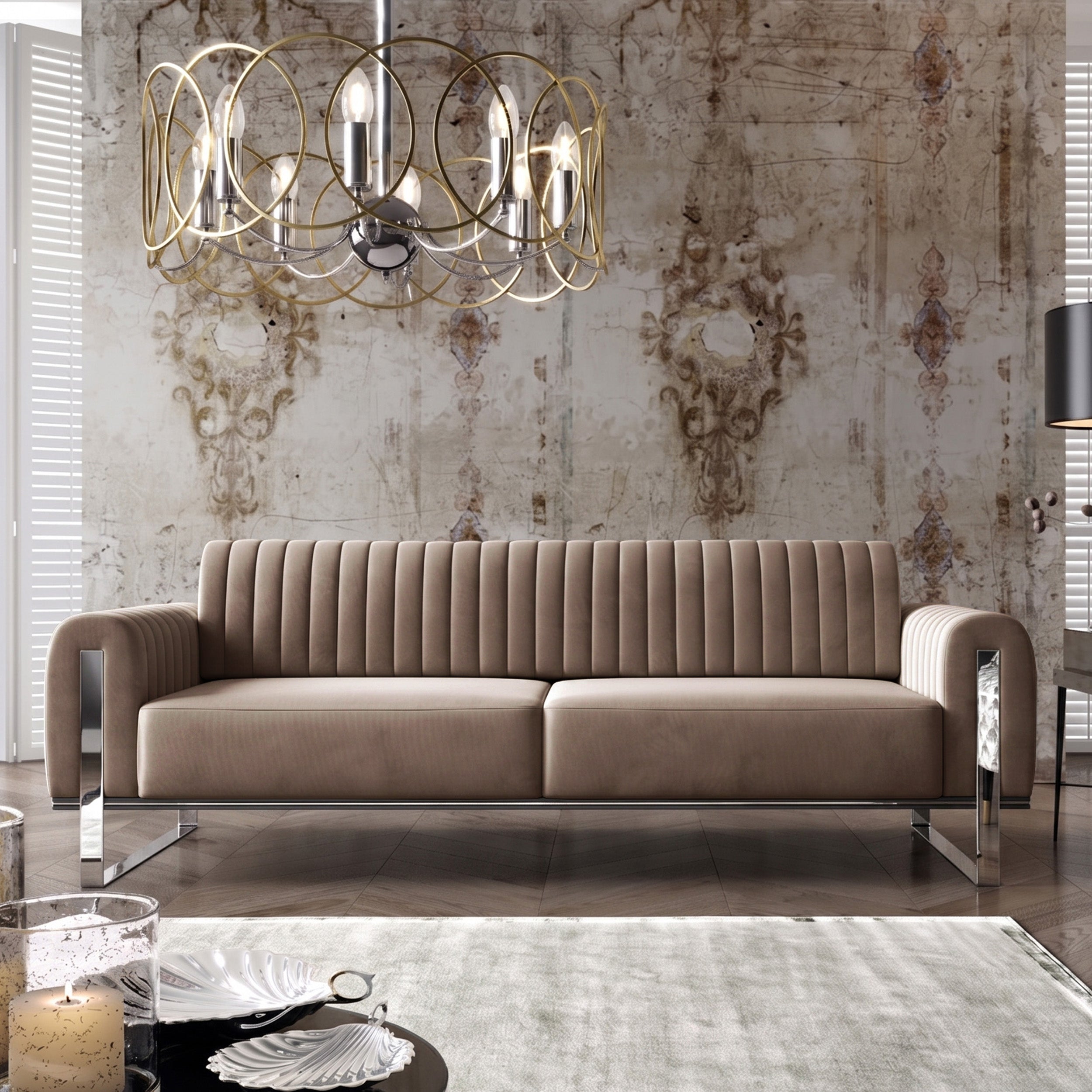 selsey-dreisitziges-sofa-parissa-beige-samt-chromf-e image 2
