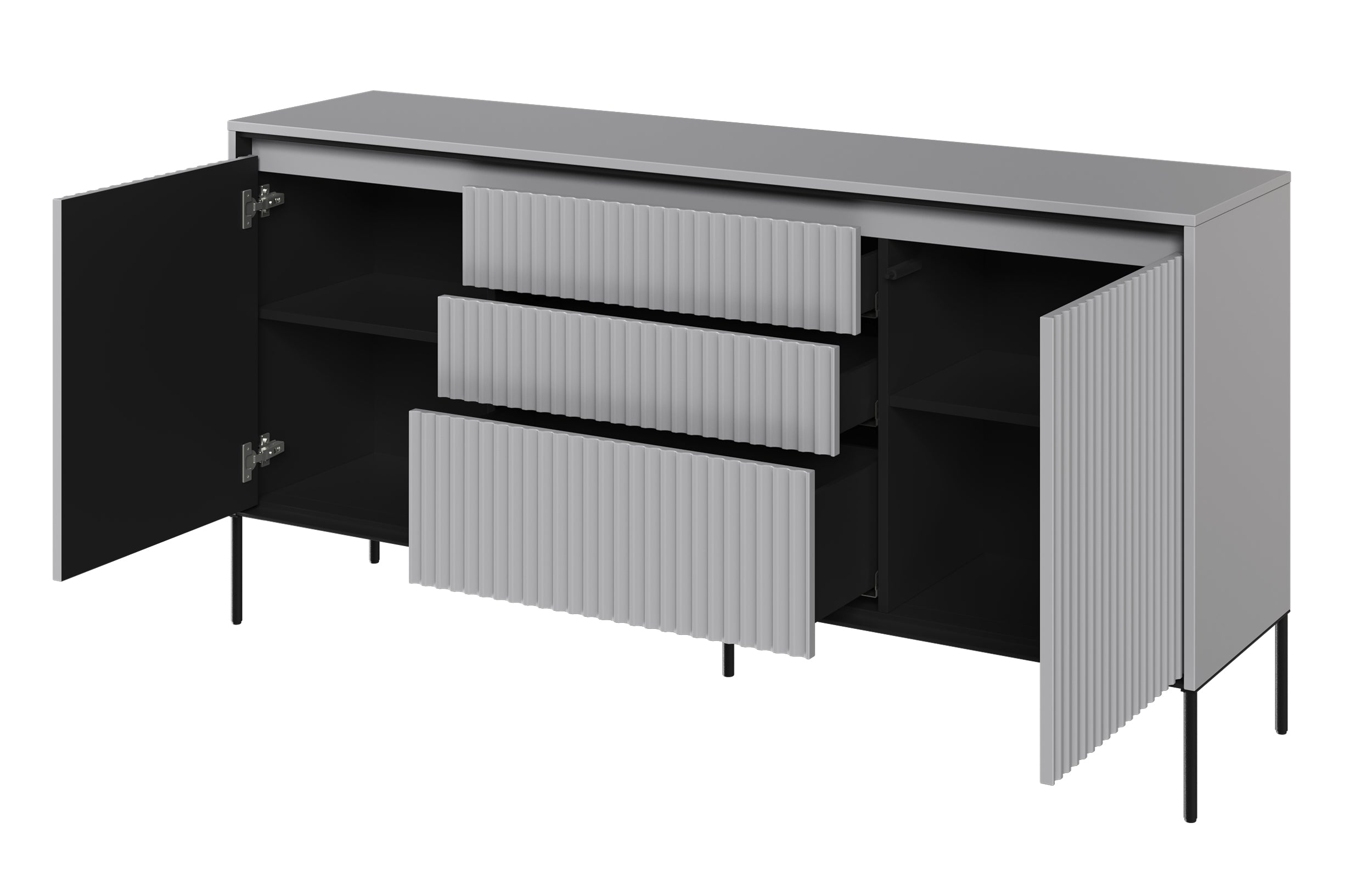 selsey-trend-kommode-166-cm-mit-zwei-t-ren-drei-schubladen-led-grau image 3