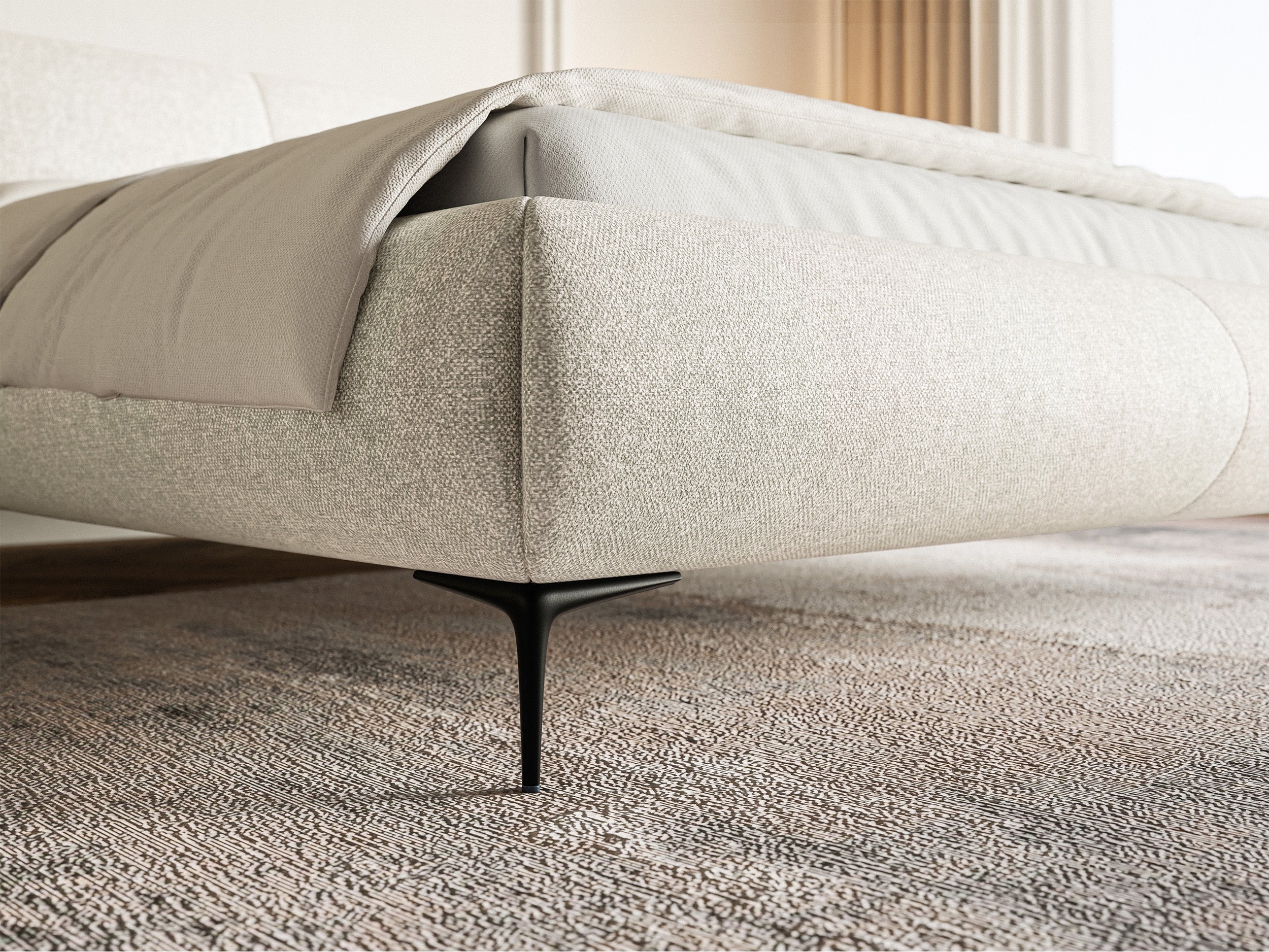 selsey-ovalle-polsterbett-160x200-cm-hellbeige-rundes-kopfteil-schwarze-beine image 4