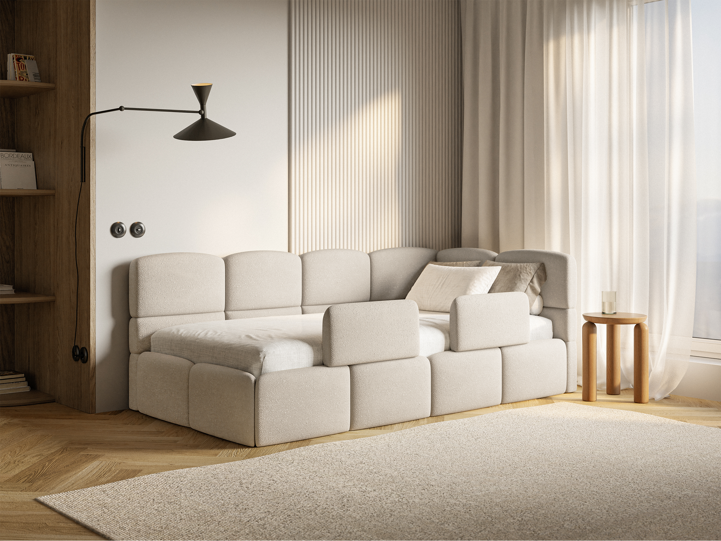 selsey-cloudy-jugendbett-90x200-cm-rechts-creme-chenille-mit-matratze-und-staura image 4