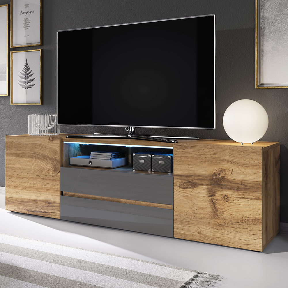 selsey-bros-tv-schrank-wotan-eiche-grau-hochglanz-mit-beleuchtung image 3