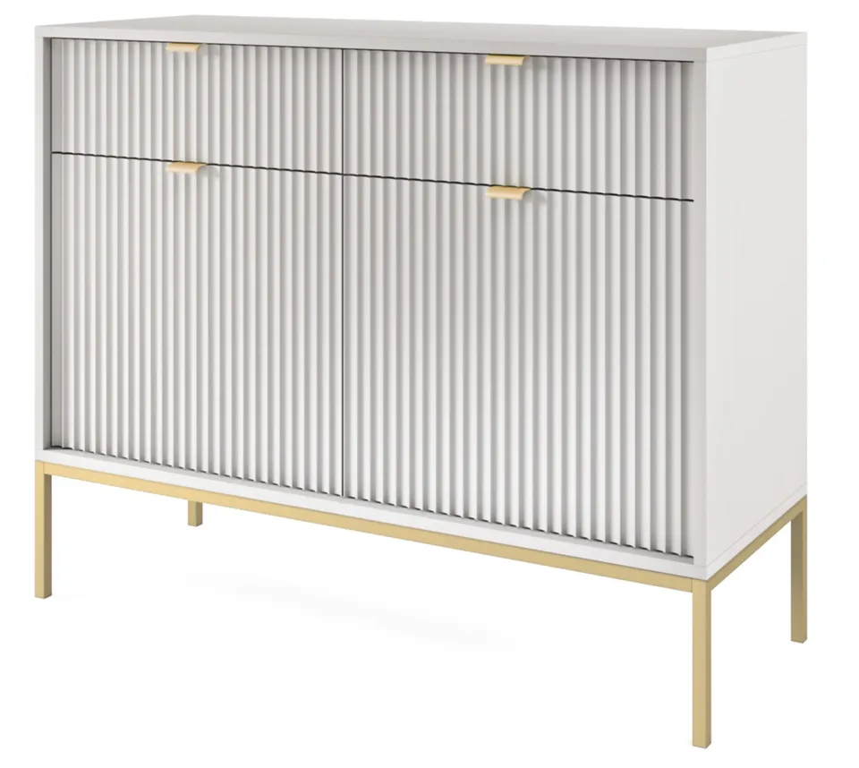 selsey-vellore-zweit-rige-kommode-104-cm-grau-gerillt-goldenes-gestell image 1