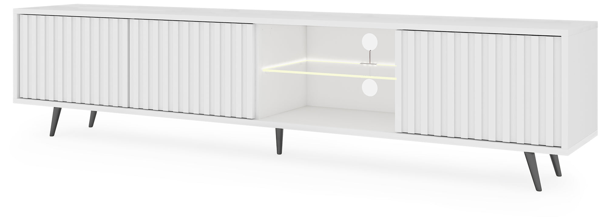 selsey-bello-tv-schrank-175-cm-wei-mit-lamellenfronten-und-led-schwarze-beine image 1
