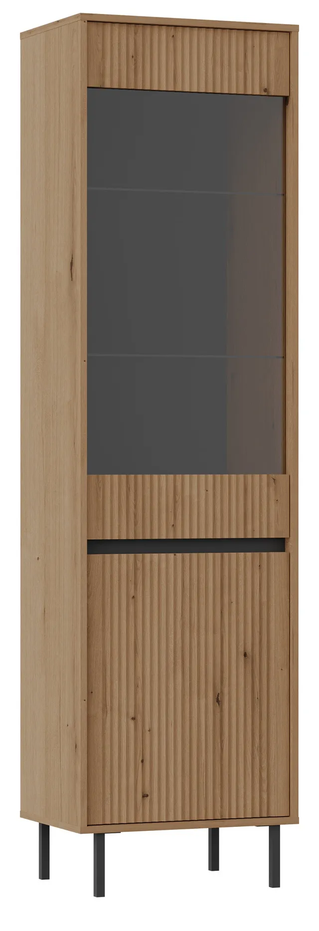selsey-osaka-zweifl-gelige-vitrine-56-cm-eiche-evoke-geriffelte-front-schwarze-b image 1
