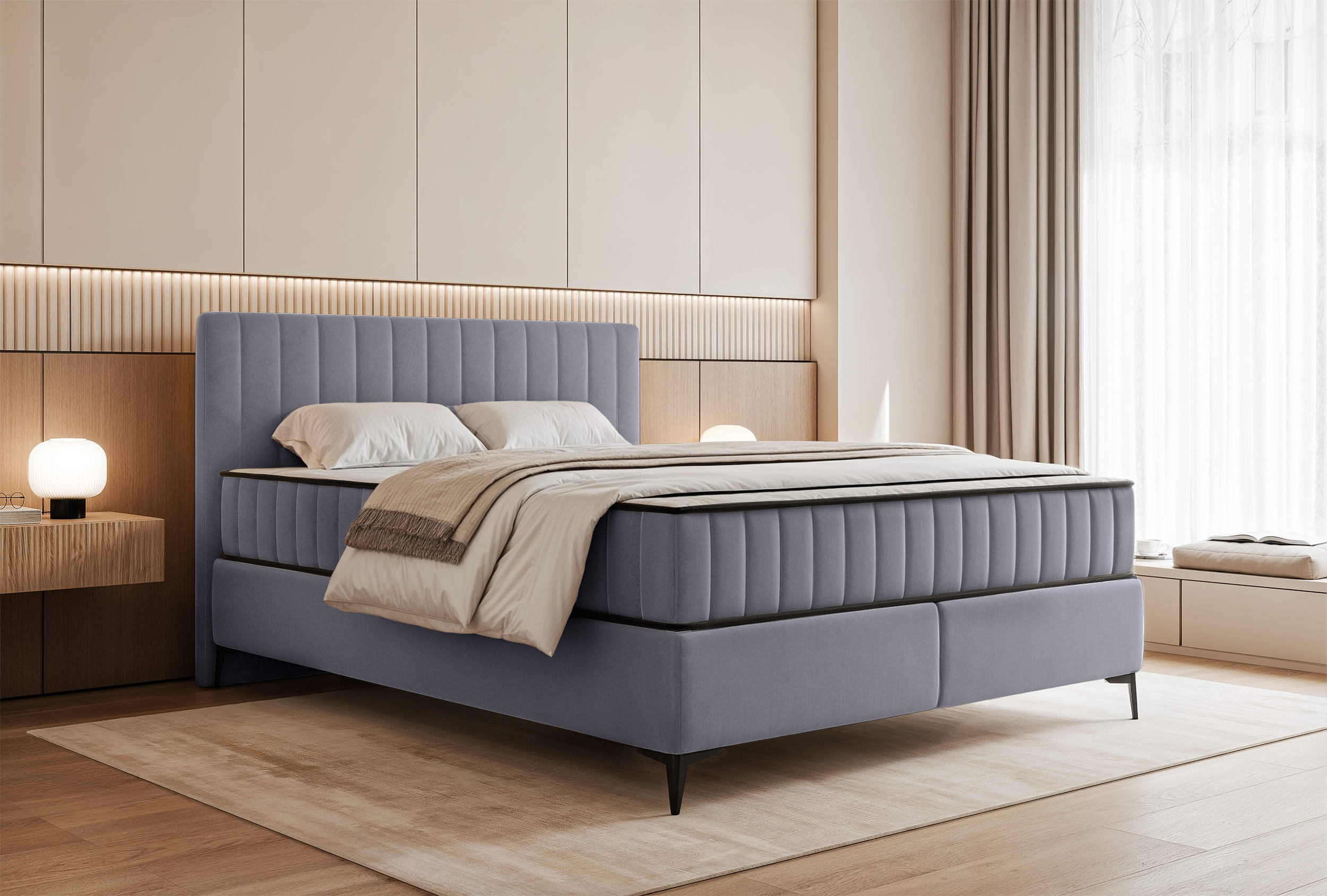 selsey-mufasso-kontinentales-bett-180x200-cm-mit-stauraum-hellgrauer-velours-was image 2
