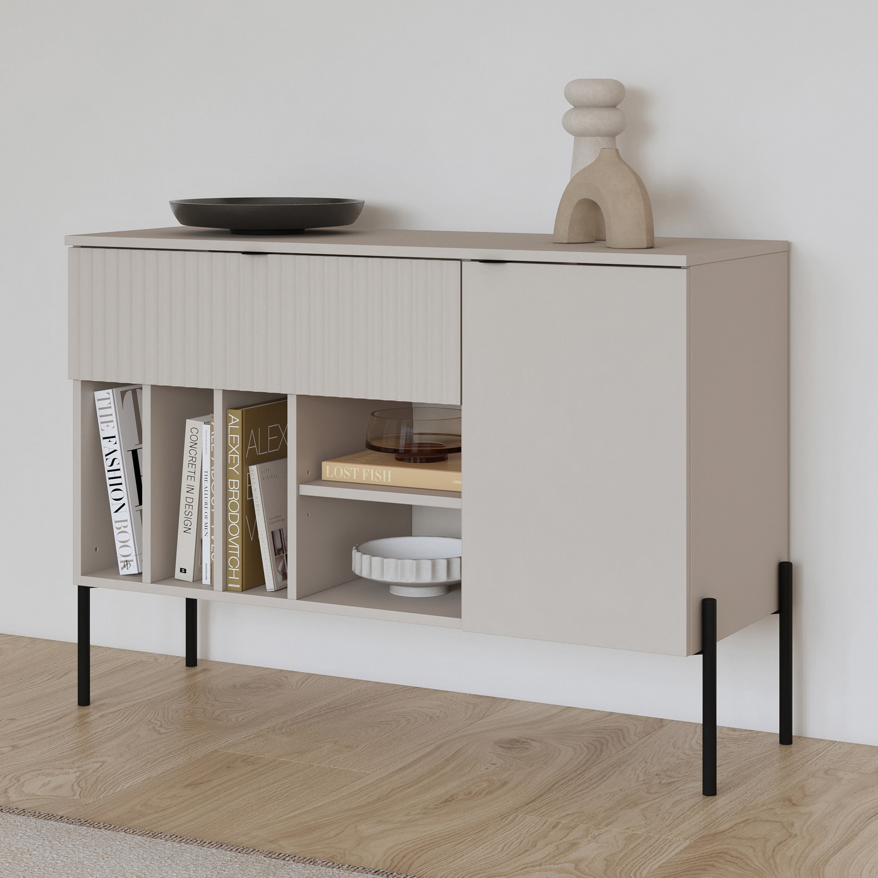 selsey-ore-einfl-gelige-kommode-105-cm-kaschmir-mit-schublade-rillfront image 7