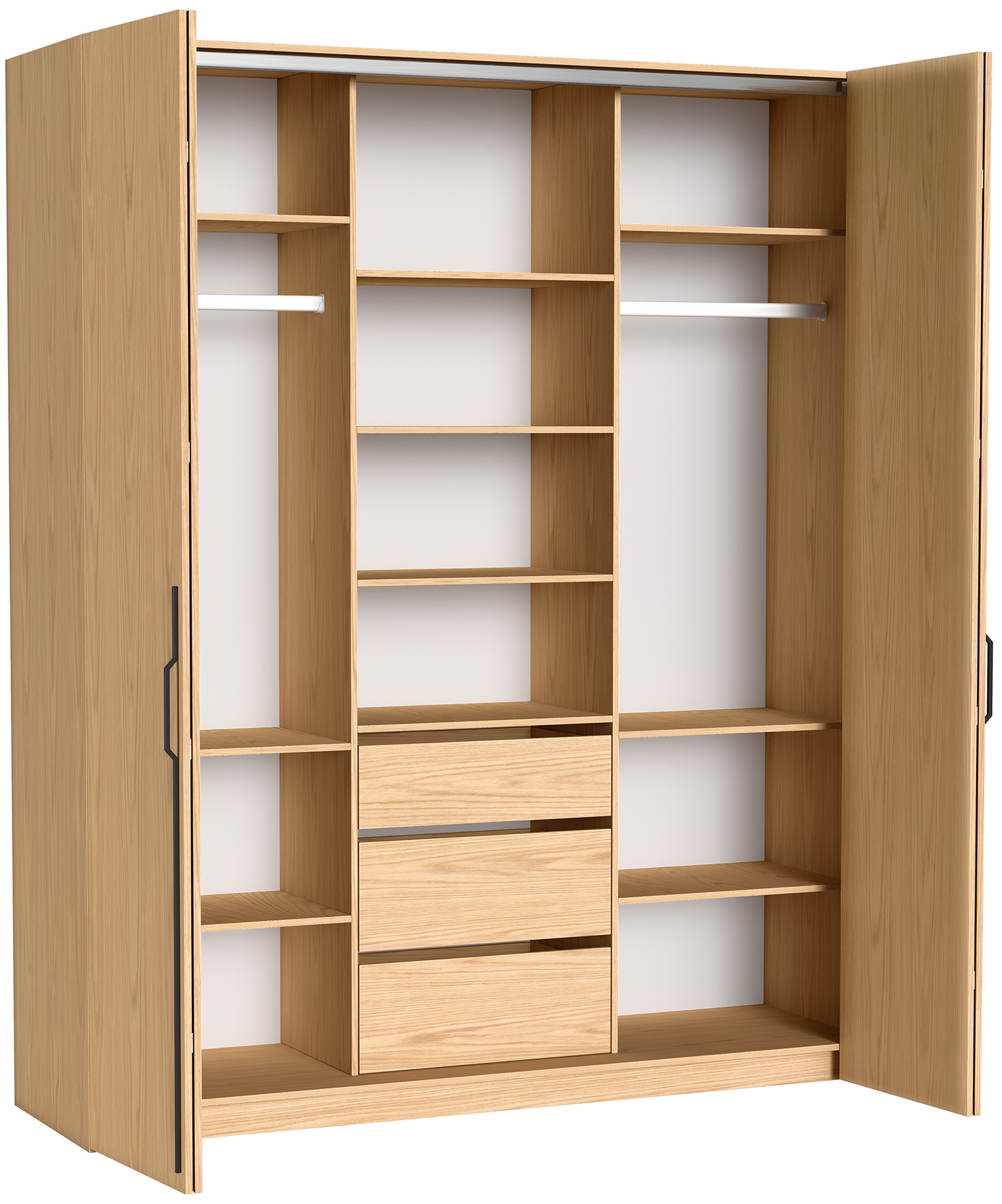 selsey-bari-zweit-rige-garderobe-200-cm-mit-drei-schubladen-eiche-bookmatch image 5