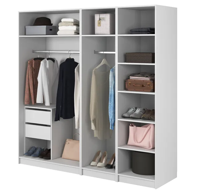selsey-kaspe-garderobe-200-cm-wei-mit-zwei-kleiderstangen-schubladen-und-regalen image 1