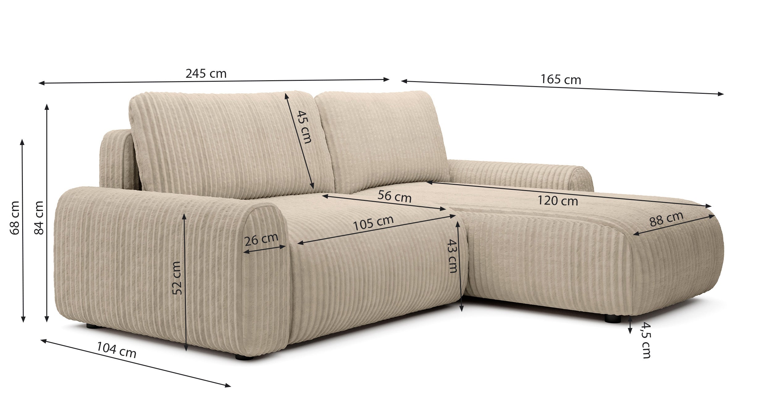 selsey-lelu-ecksofa-mit-schlaffunktion-universell-l-form-dunkelbeige-cord image 6