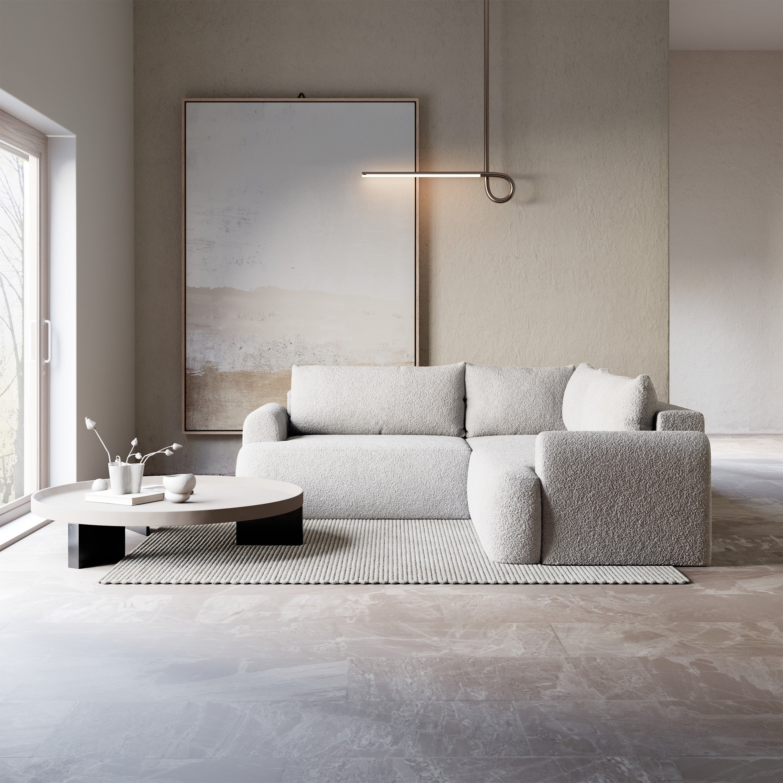 selsey-ovo-ecksofa-l-f-rmig-mit-schlaffunktion-hellgrauer-boucl-bettkasten image 2