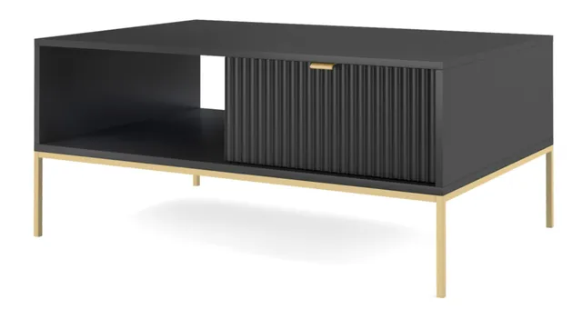 selsey-vellore-couchtisch-104x68-cm-schwarz-geriffelte-front-goldenes-gestell image 1
