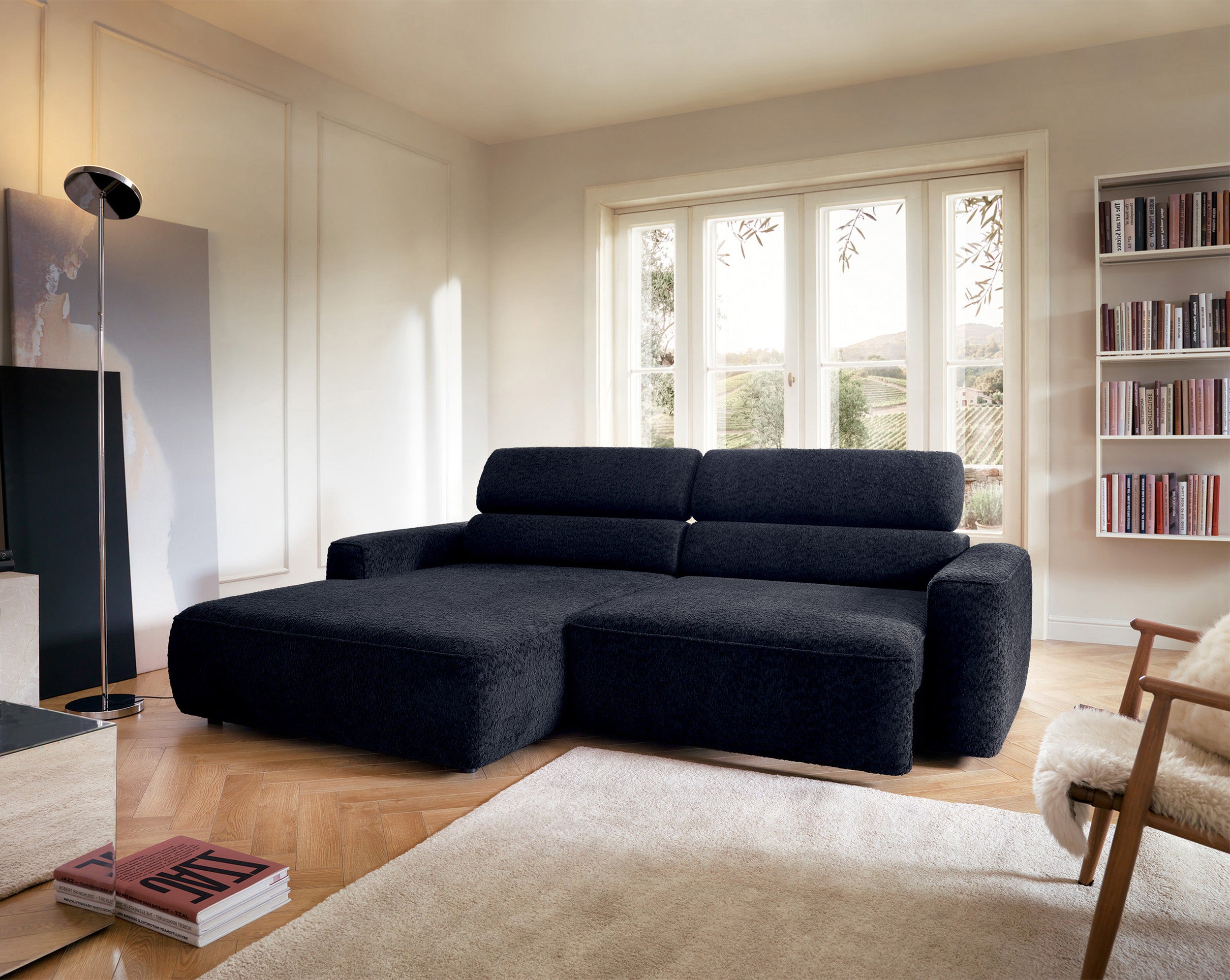 selsey-fando-ecksofa-l-form-links-mit-elektrischem-auszug-marineblauer-chenille image 3
