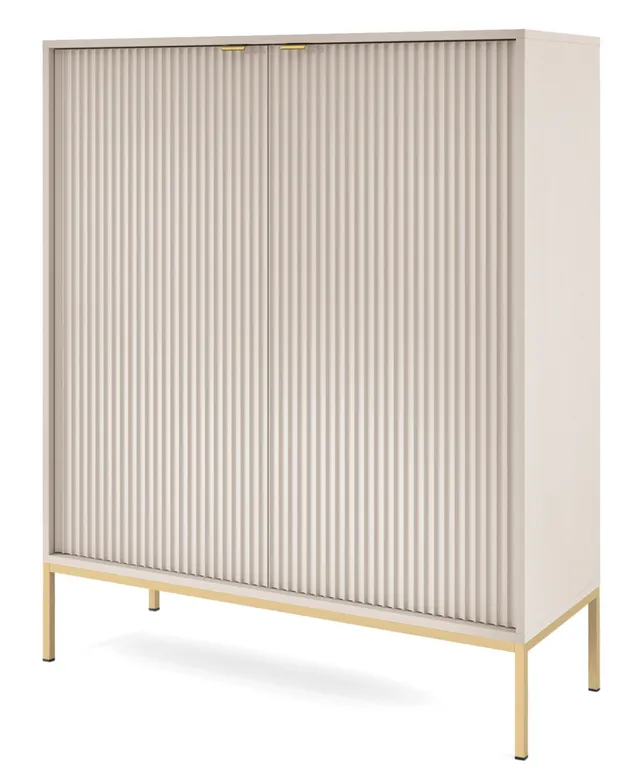 selsey-vellore-hohe-kommode-kaschmir-mit-rillenfronten-und-goldenem-gestell image 1