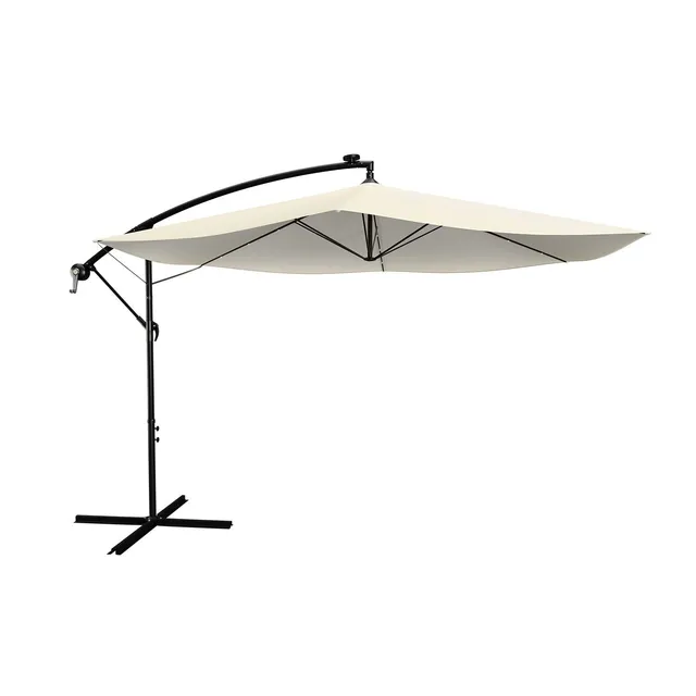 juskys-led-ampelschirm-brazil-3-5-m-grau-creme-mit-st-nder-und-kurbel image 1