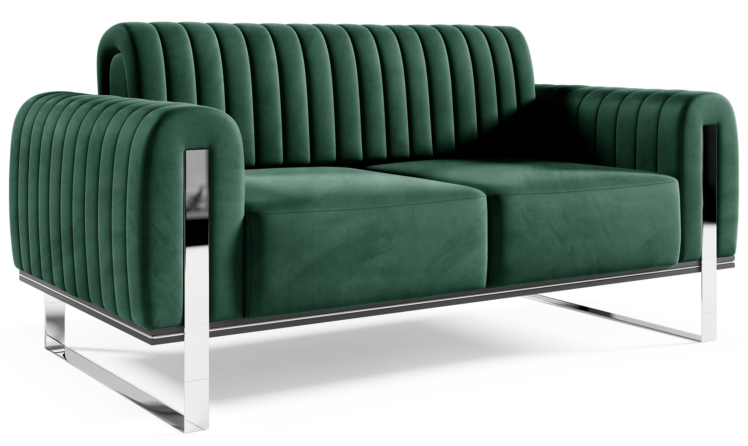 selsey-parissa-zweisitziges-sofa-gr-n-samt-mit-chrombeinen image 4
