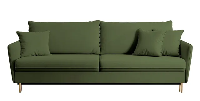 selsey-volio-dreisitziges-schlafsofa-olivgr-ner-samt-ausklappbar-wasserabweisend image 1