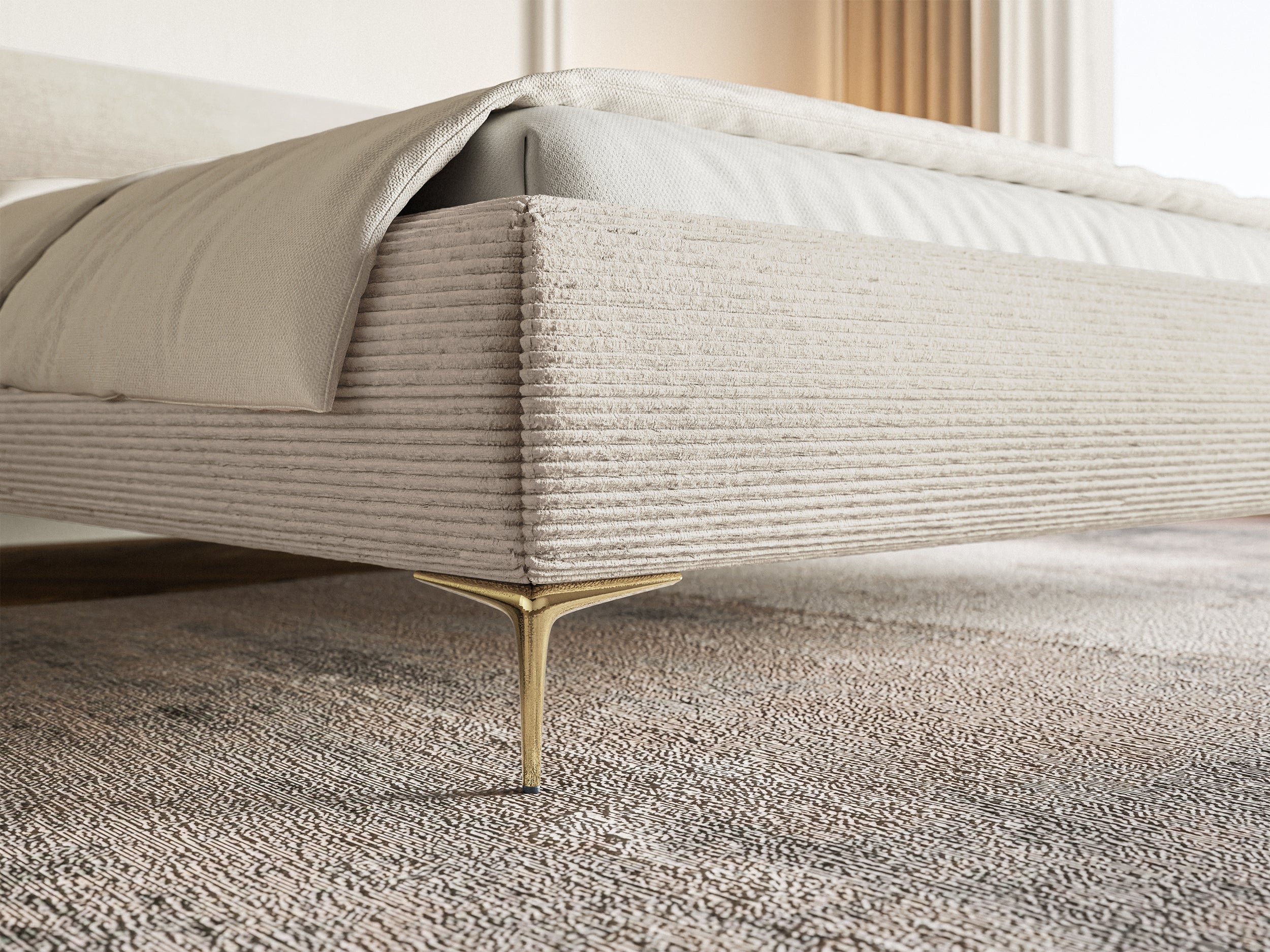 selsey-roule-cord-gepolstertes-bett-160x200-cm-hellbeige-goldene-beine image 5