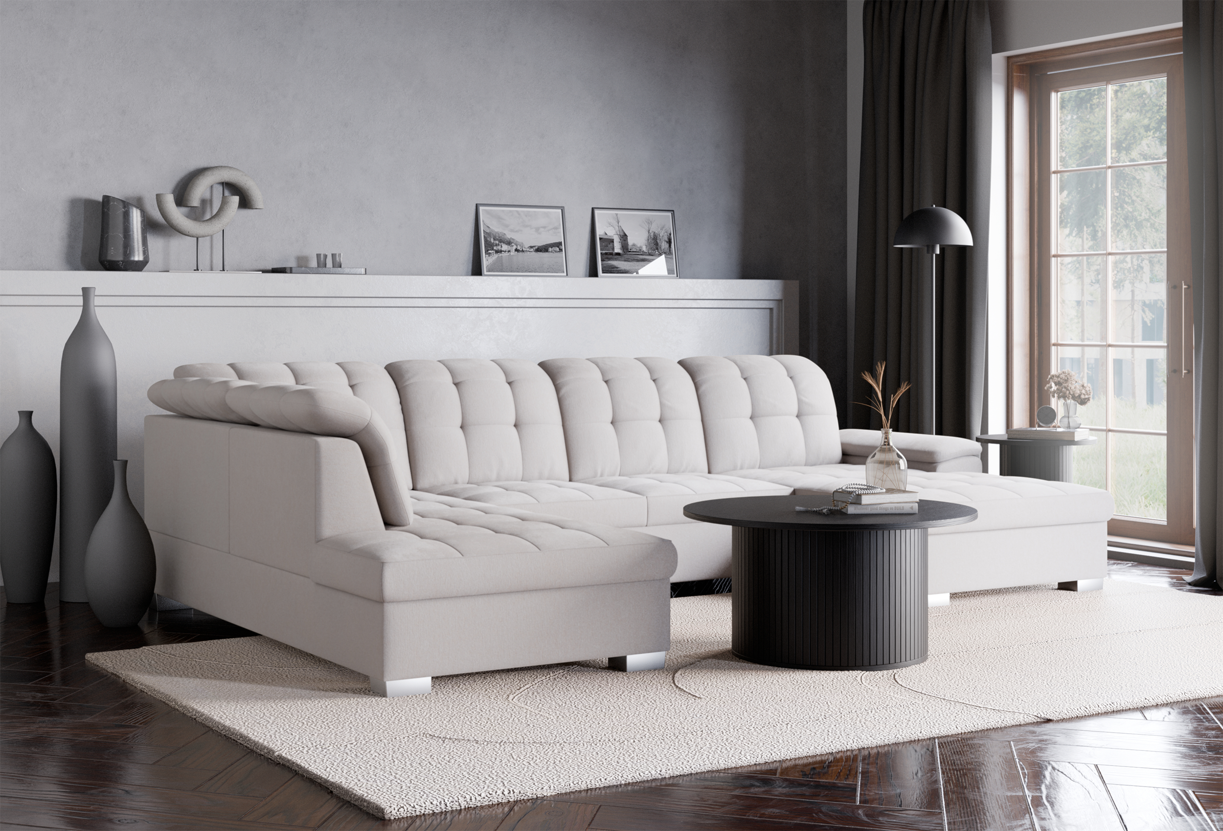 selsey-jamaal-ecksofa-u-f-rmig-rechts-mit-schlaffunktion-und-stauraum-cremefarbe image 3